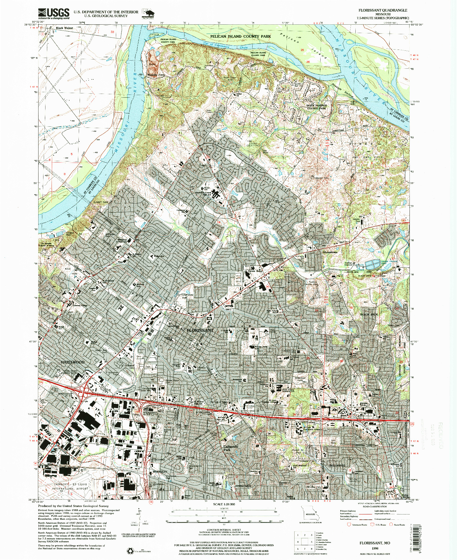 USGS 1:24000-SCALE QUADRANGLE FOR FLORISSANT, MO 1998