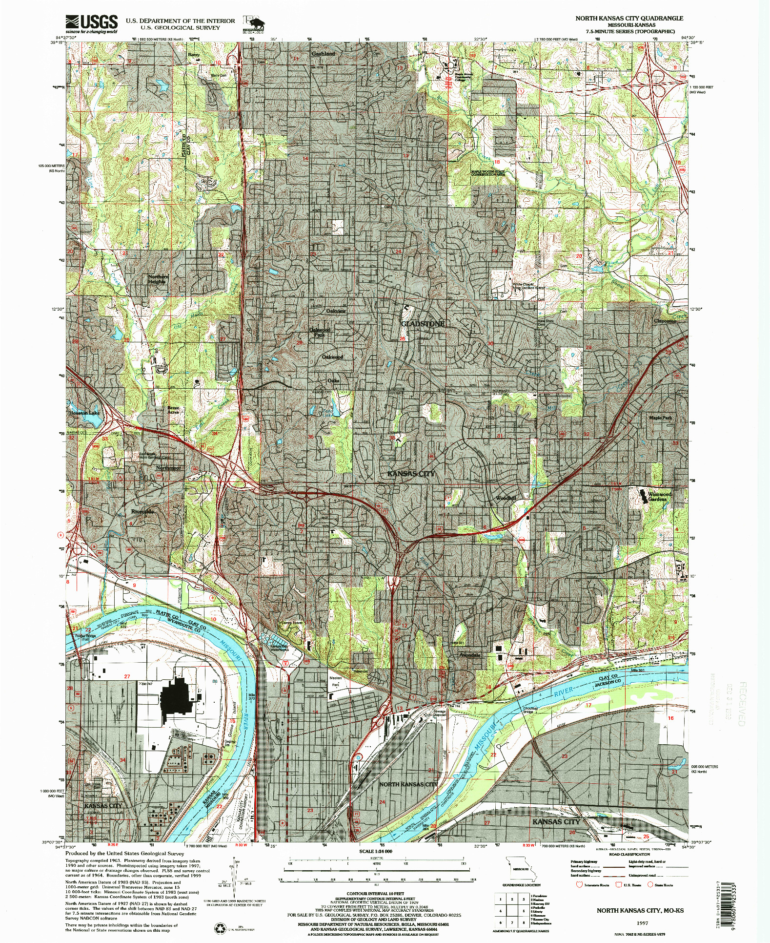 USGS 1:24000-SCALE QUADRANGLE FOR NORTH KANSAS CITY, MO 1997