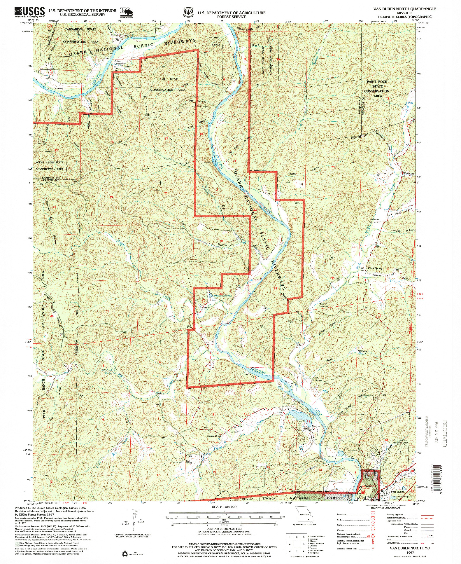 USGS 1:24000-SCALE QUADRANGLE FOR VAN BUREN NORTH, MO 1997