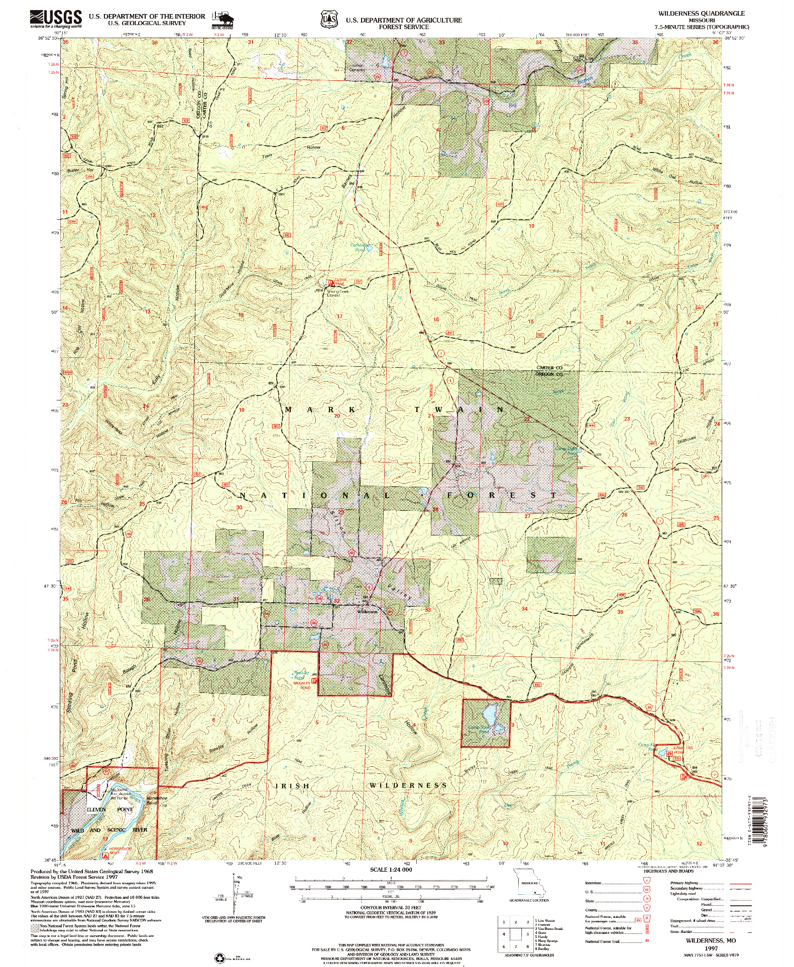 USGS 1:24000-SCALE QUADRANGLE FOR WILDERNESS, MO 1997