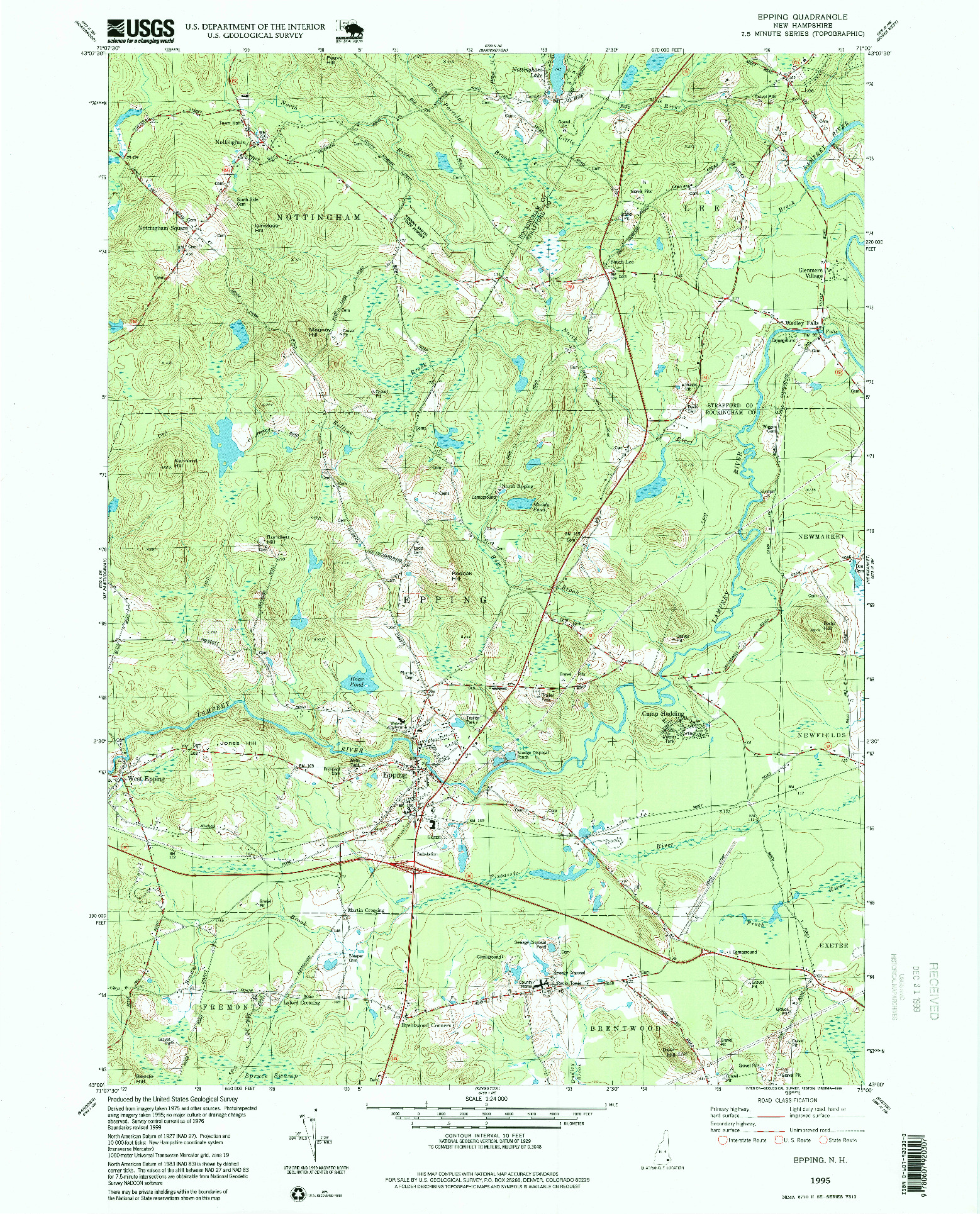 USGS 1:24000-SCALE QUADRANGLE FOR EPPING, NH 1995