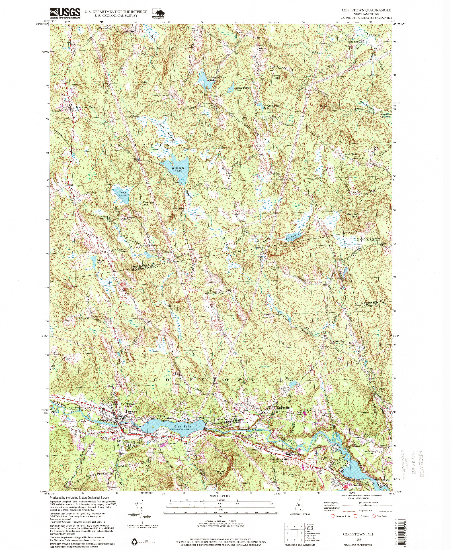 USGS 1:24000-SCALE QUADRANGLE FOR GOFFSTOWN, NH 1995