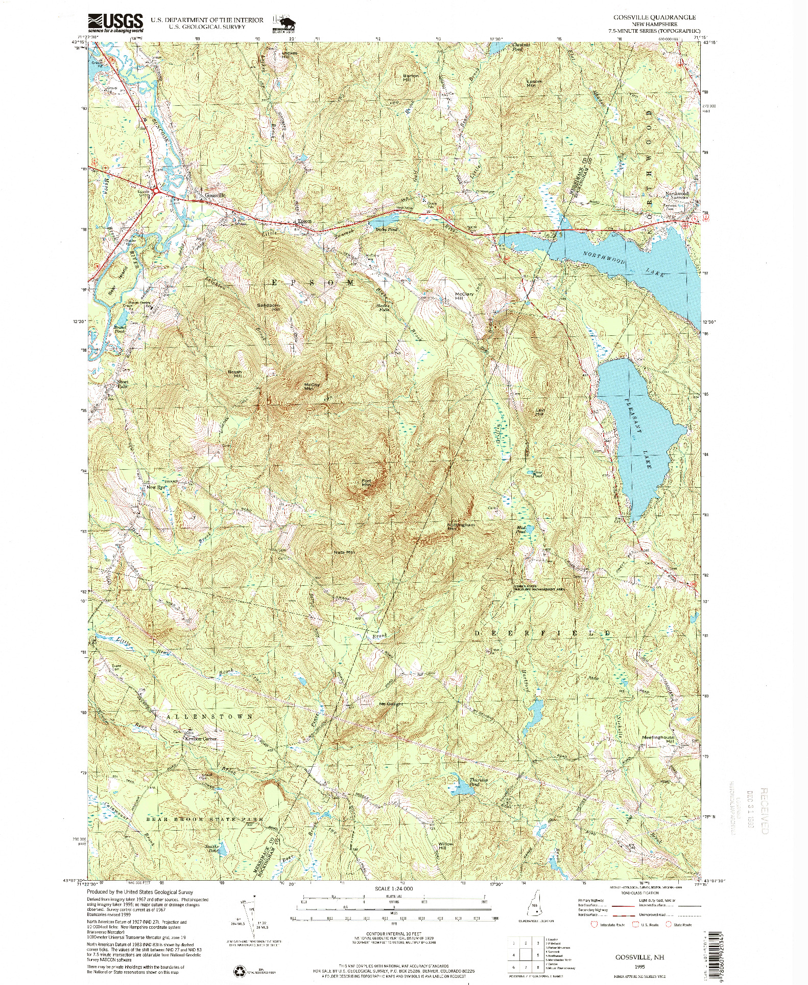 USGS 1:24000-SCALE QUADRANGLE FOR GOSSVILLE, NH 1995