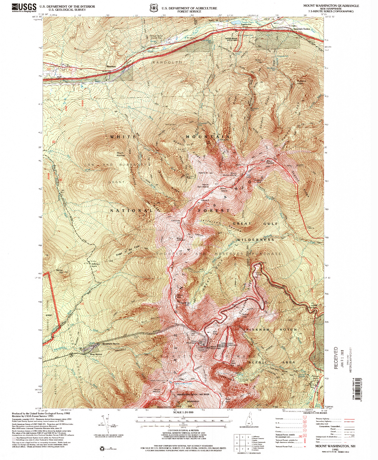 USGS 1:24000-SCALE QUADRANGLE FOR MOUNT WASHINGTON, NH 1995