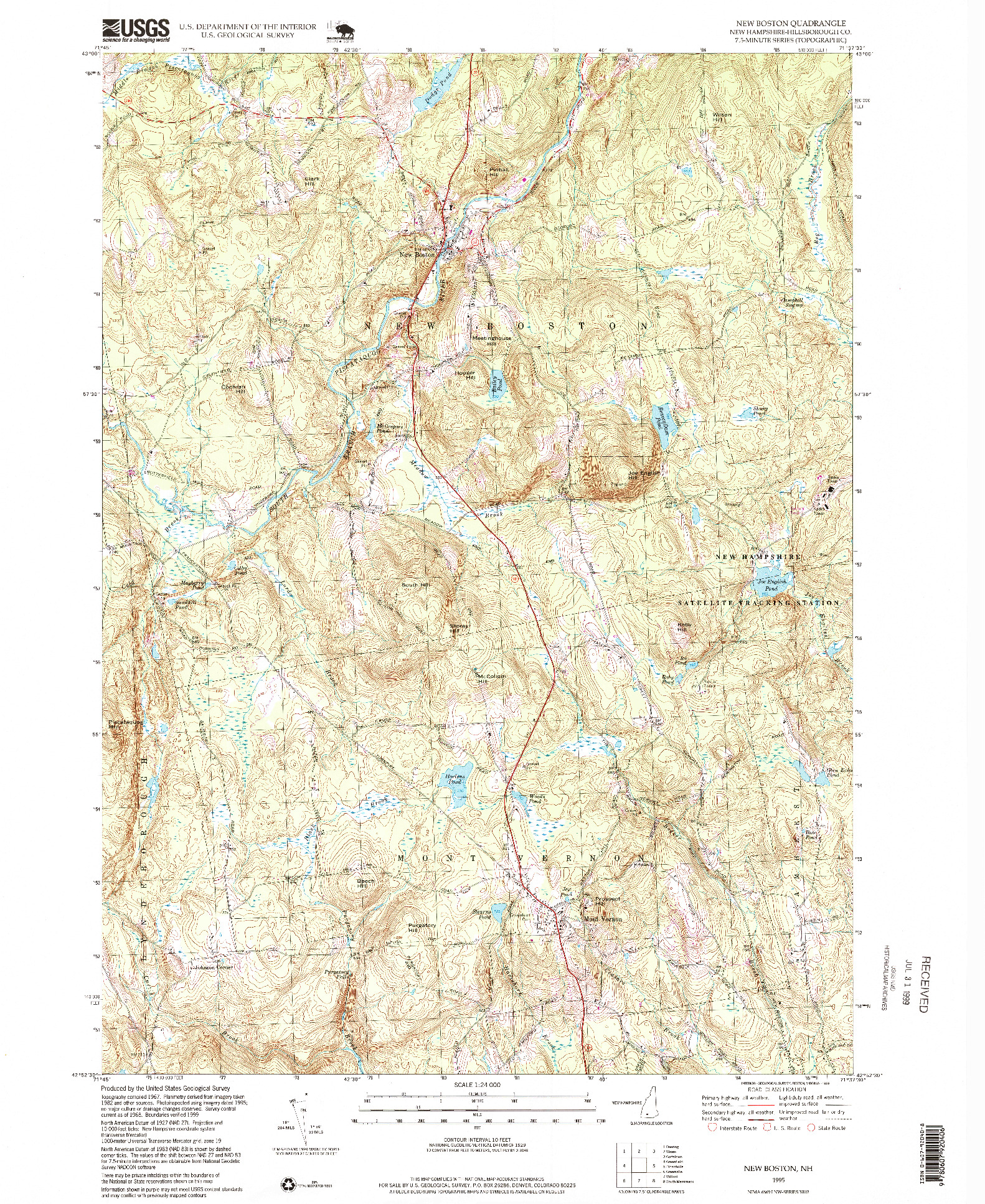 USGS 1:24000-SCALE QUADRANGLE FOR NEW BOSTON, NH 1995