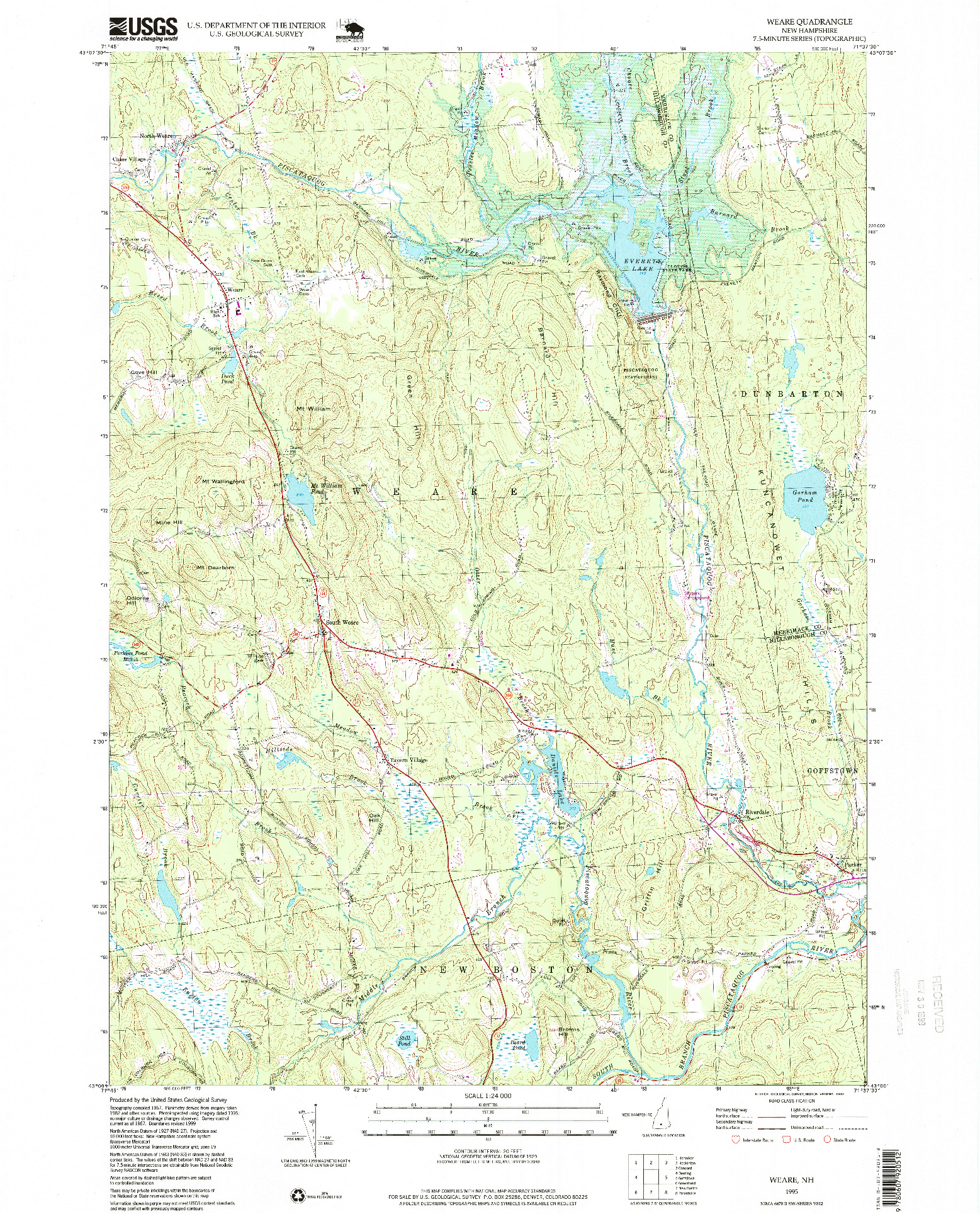 USGS 1:24000-SCALE QUADRANGLE FOR WEARE, NH 1995