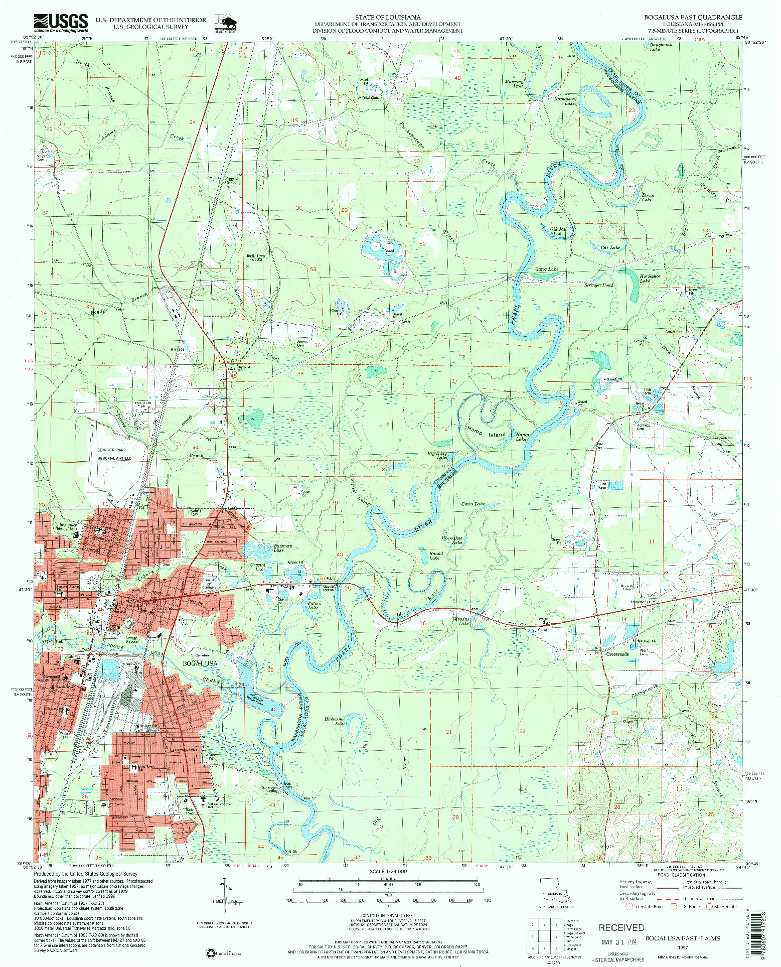 USGS 1:24000-SCALE QUADRANGLE FOR BOGALUSA EAST, LA 1997