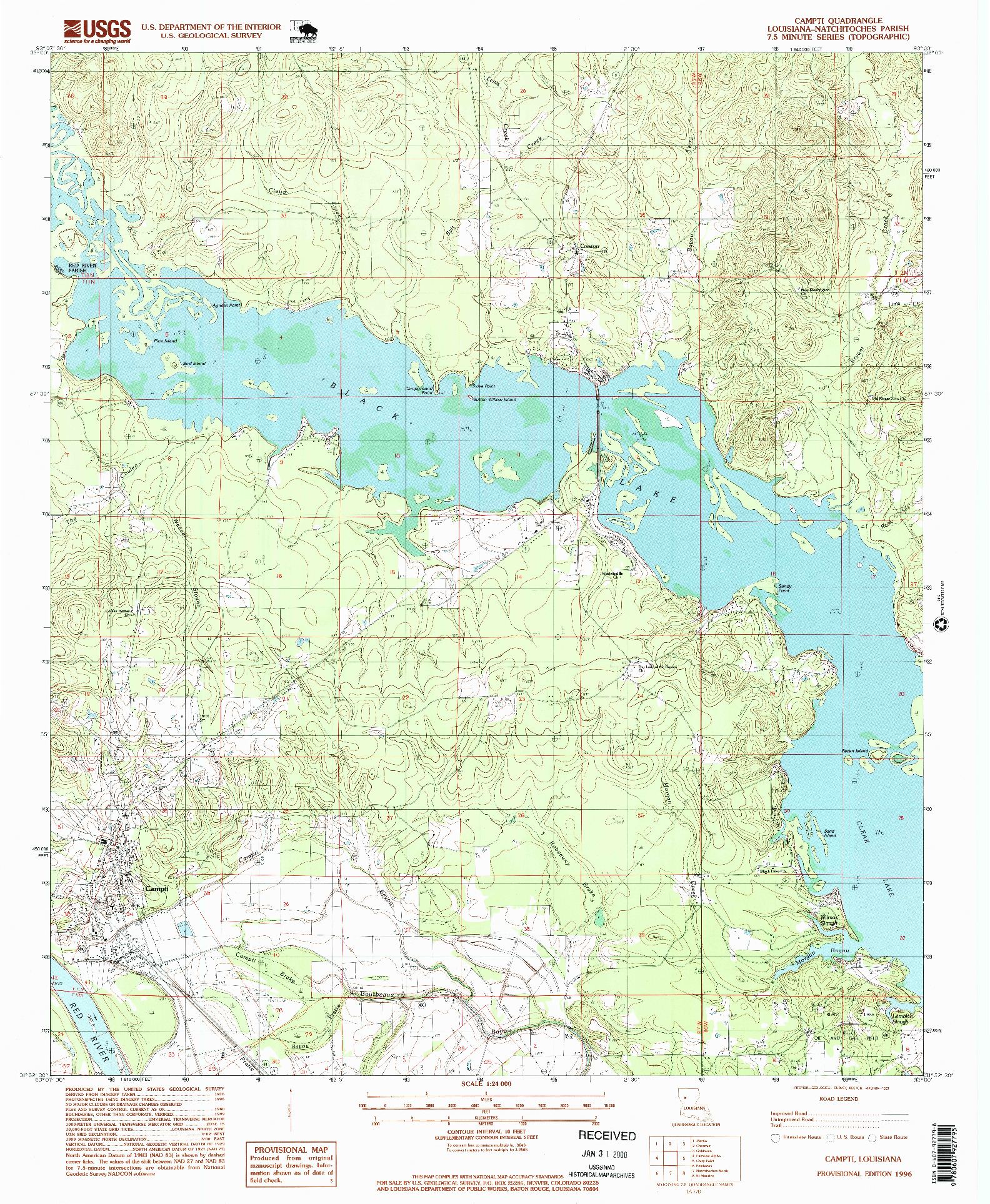 USGS 1:24000-SCALE QUADRANGLE FOR CAMPTI, LA 1996