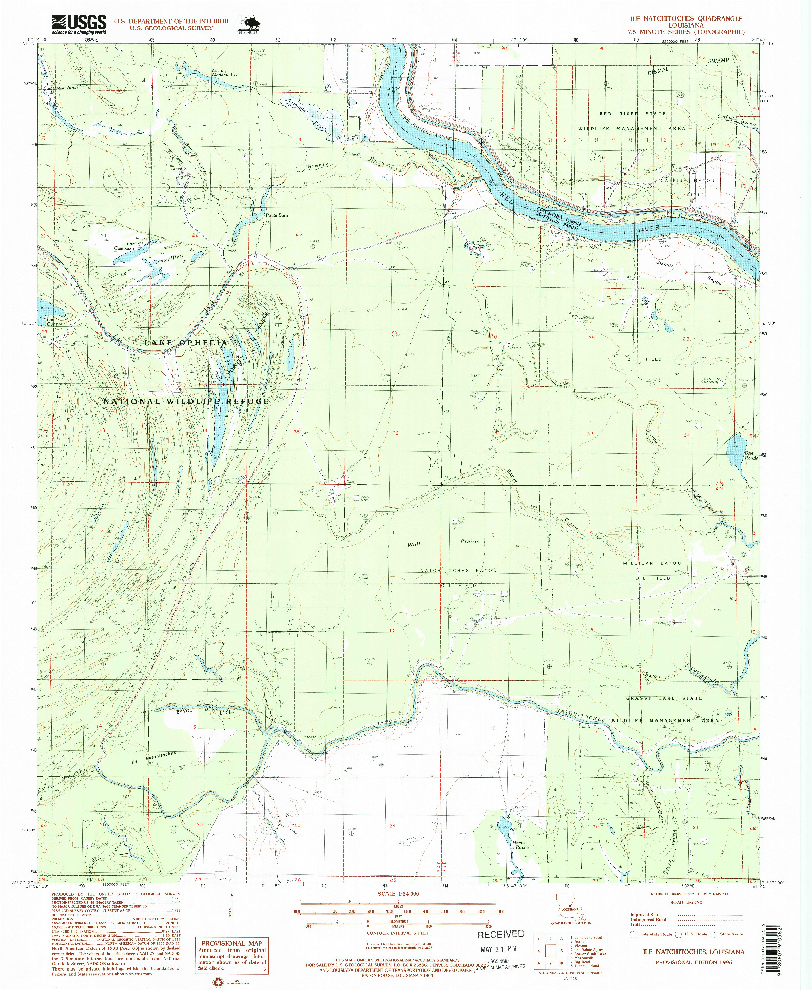 USGS 1:24000-SCALE QUADRANGLE FOR ILE NATCHITOCHES, LA 1996