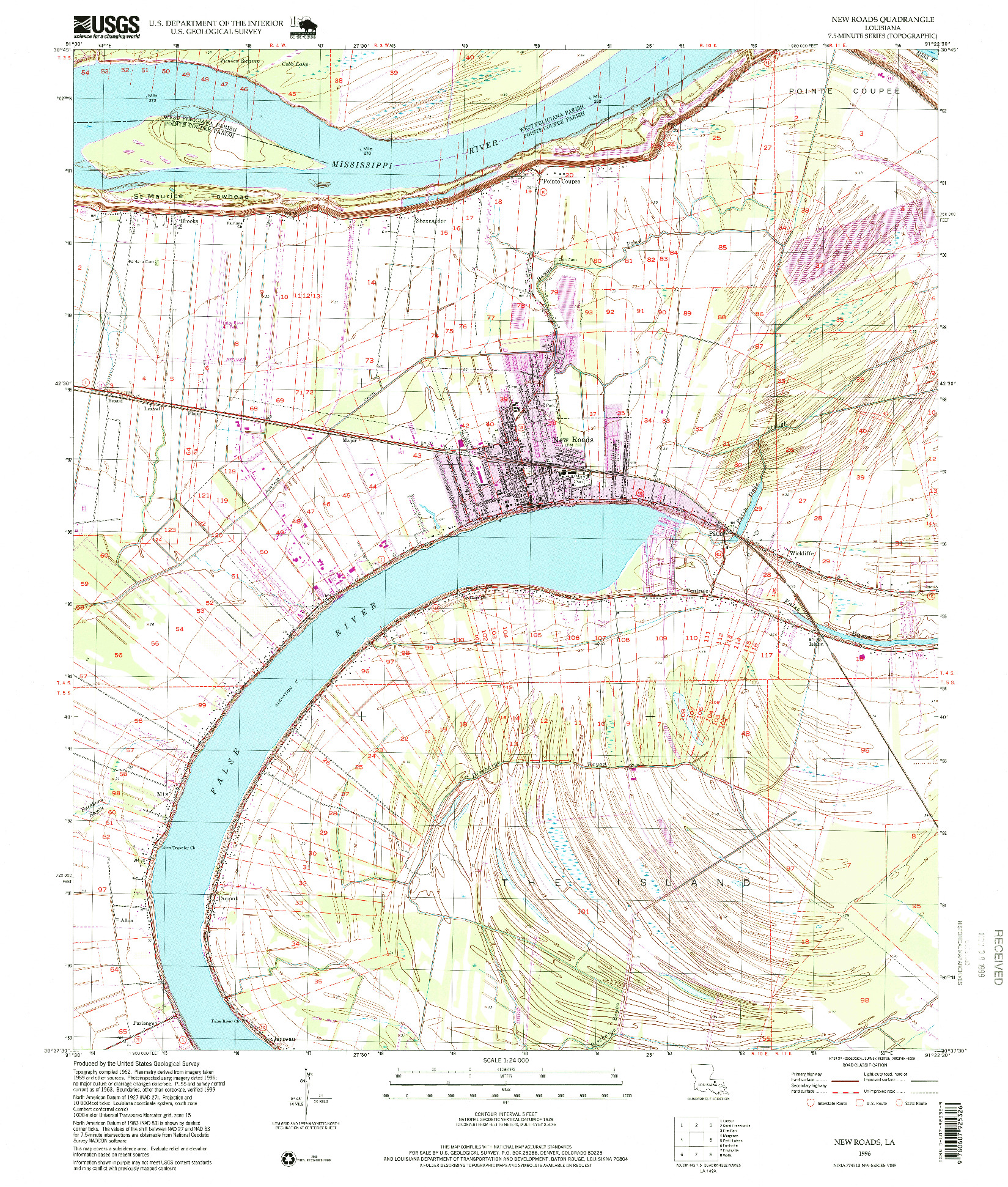 USGS 1:24000-SCALE QUADRANGLE FOR NEW ROADS, LA 1996