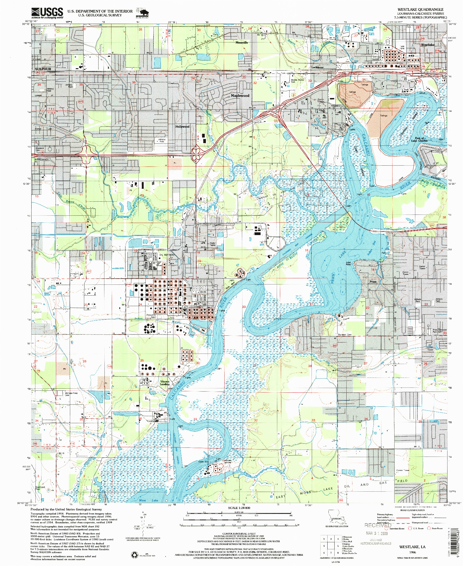 USGS 1:24000-SCALE QUADRANGLE FOR WESTLAKE, LA 1996