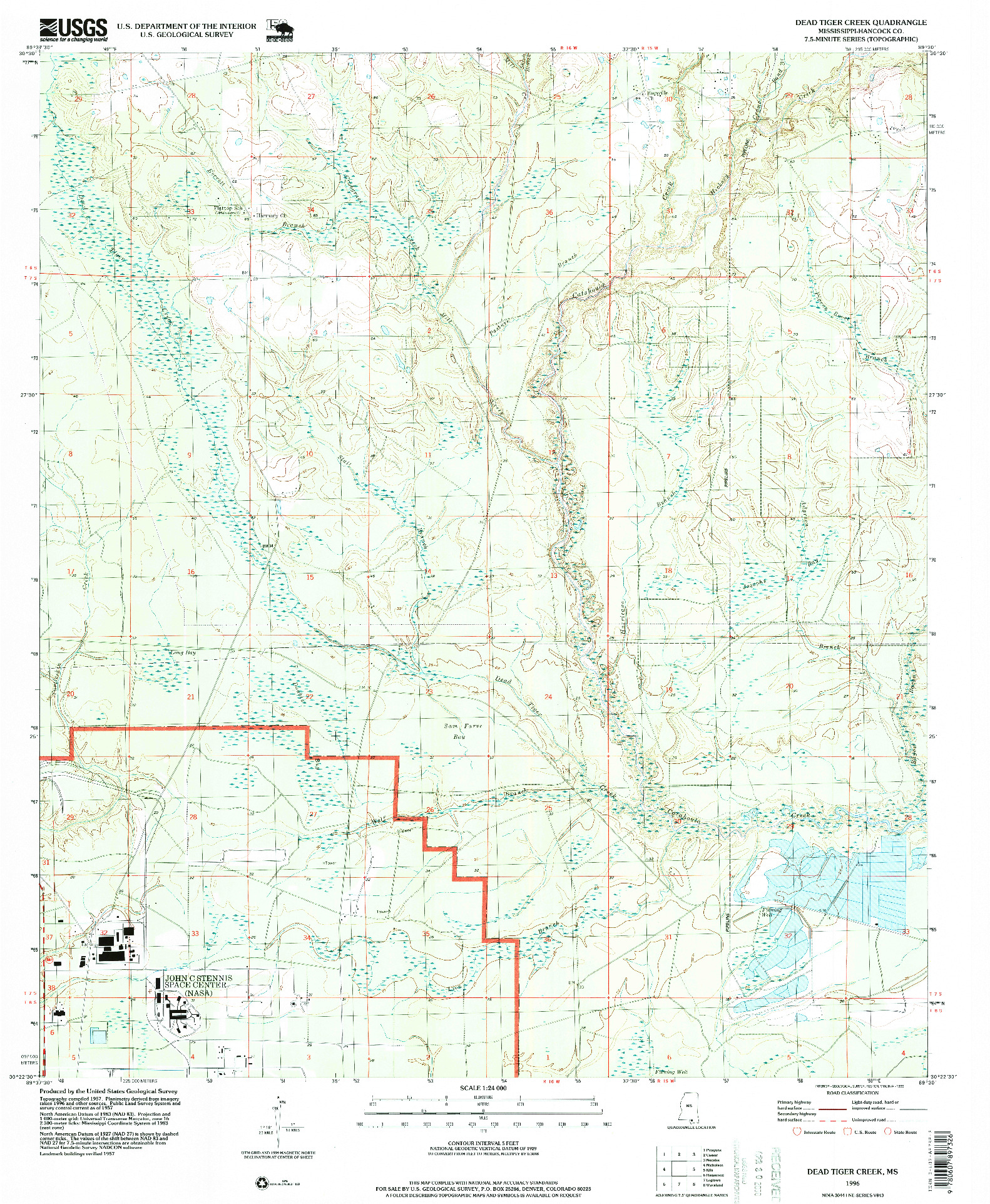 USGS 1:24000-SCALE QUADRANGLE FOR DEAD TIGER CREEK, MS 1996