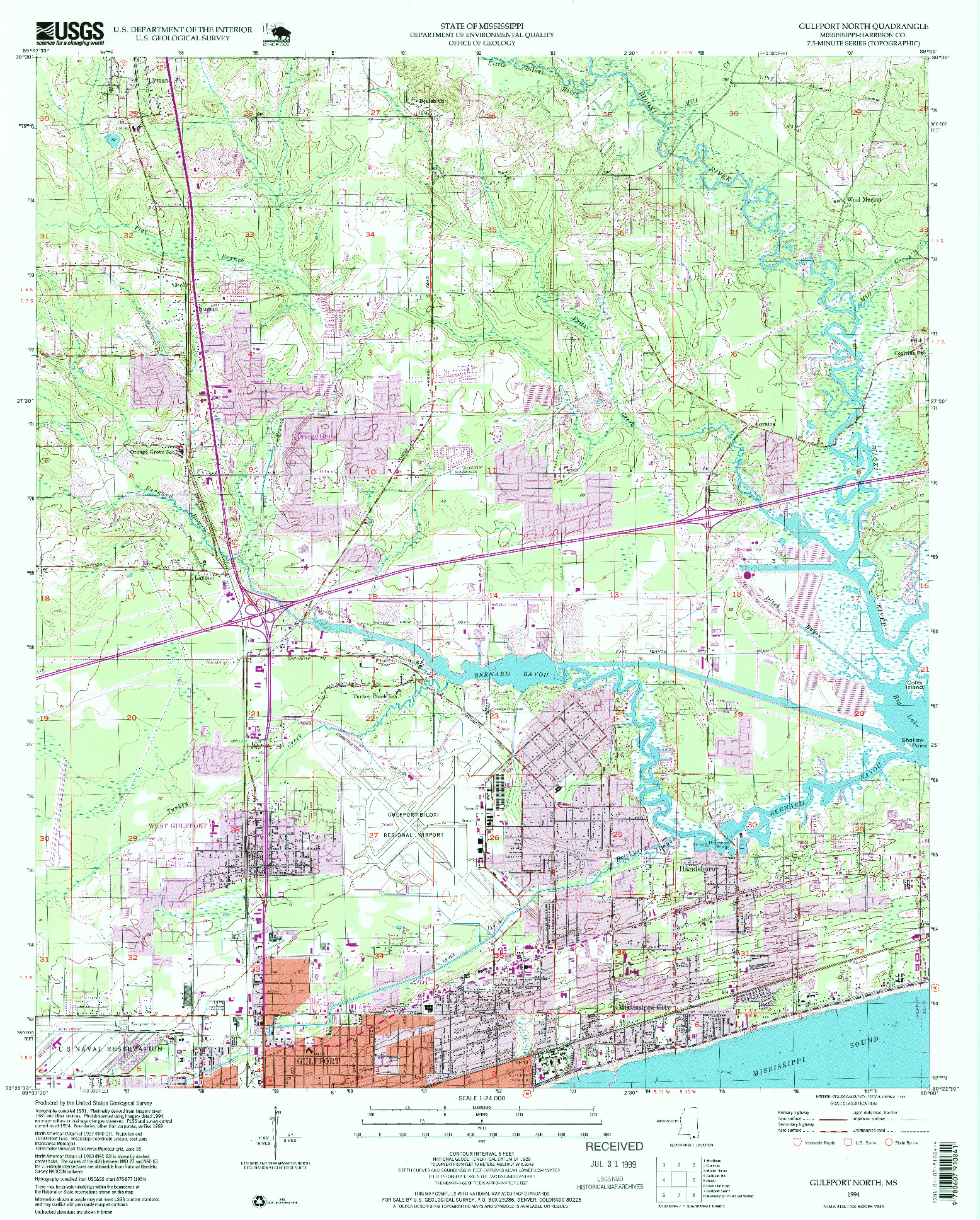 USGS 1:24000-SCALE QUADRANGLE FOR GULFPORT NORTH, MS 1994