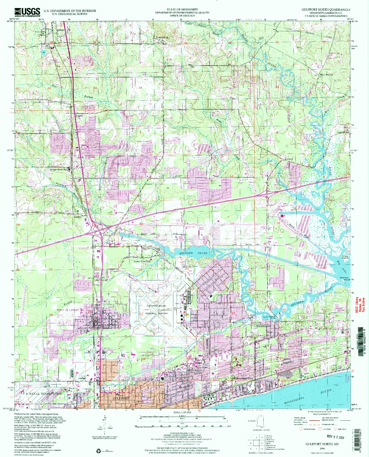 USGS 1:24000-SCALE QUADRANGLE FOR GULFPORT NORTH, MS 1994
