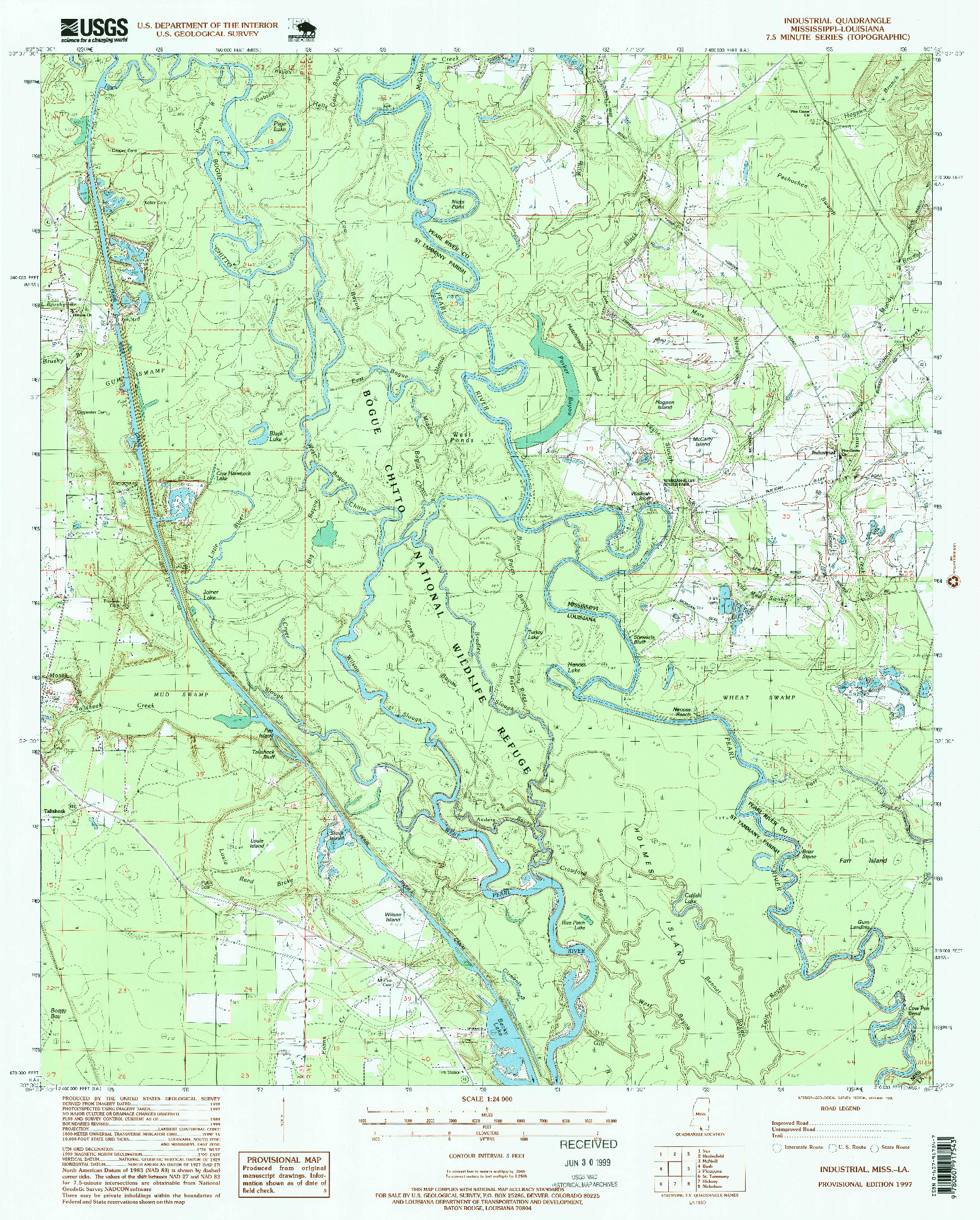 USGS 1:24000-SCALE QUADRANGLE FOR INDUSTRIAL, MS 1997