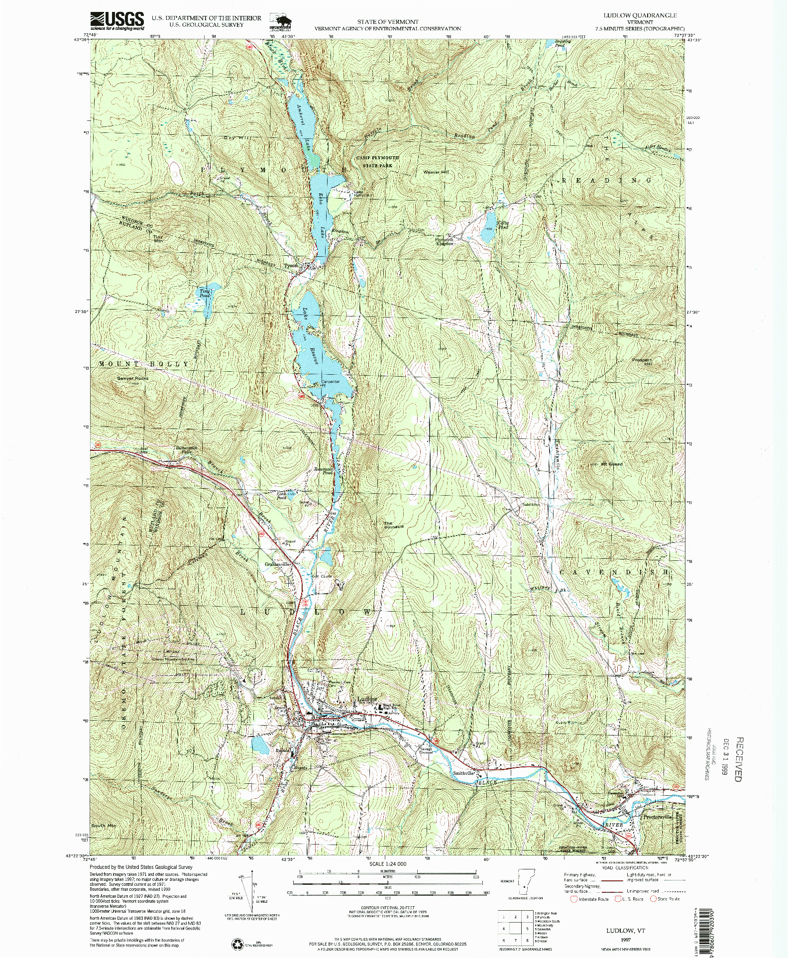 USGS 1:24000-SCALE QUADRANGLE FOR LUDLOW, VT 1997