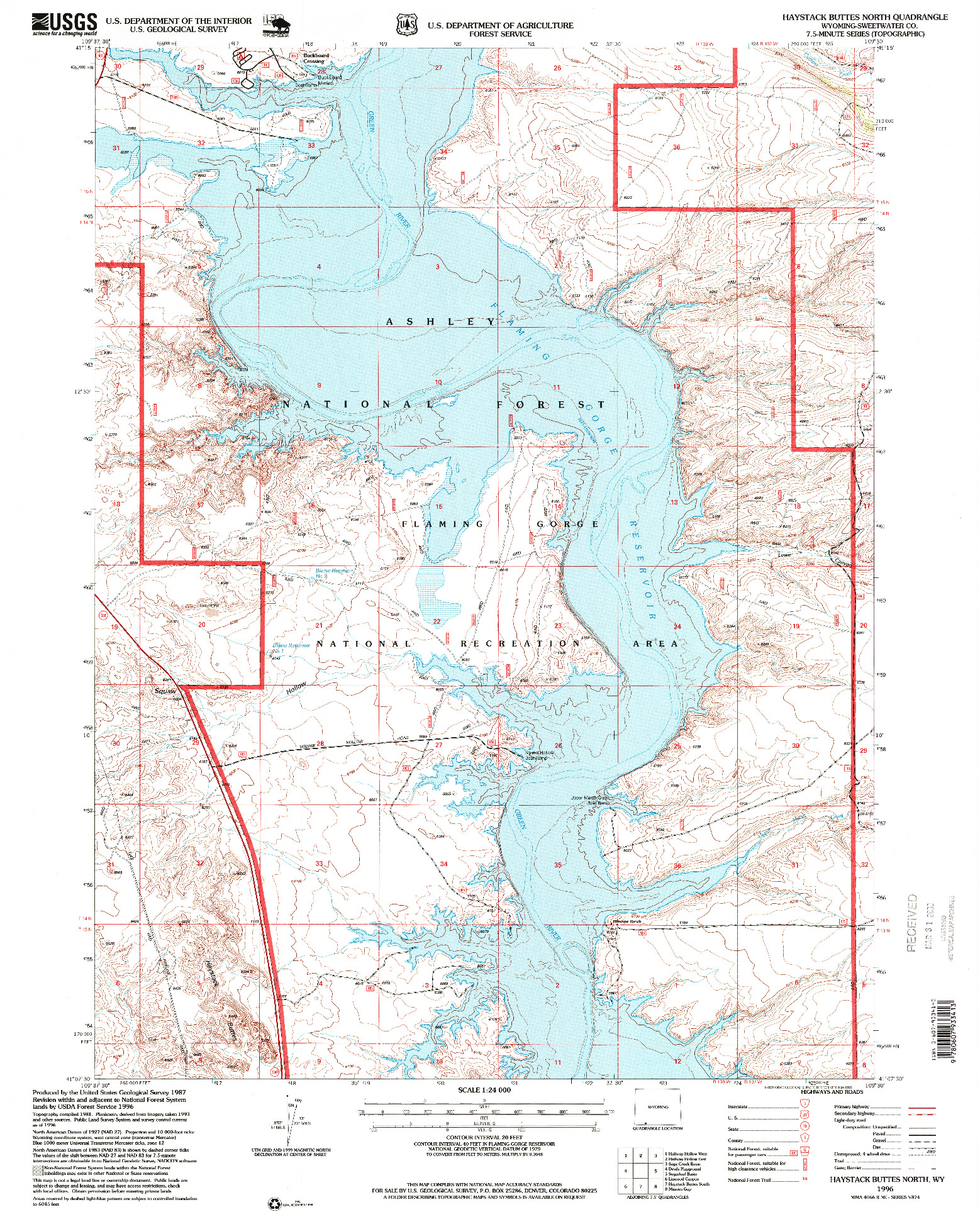 USGS 1:24000-SCALE QUADRANGLE FOR HAYSTACK BUTTES NORTH, WY 1996