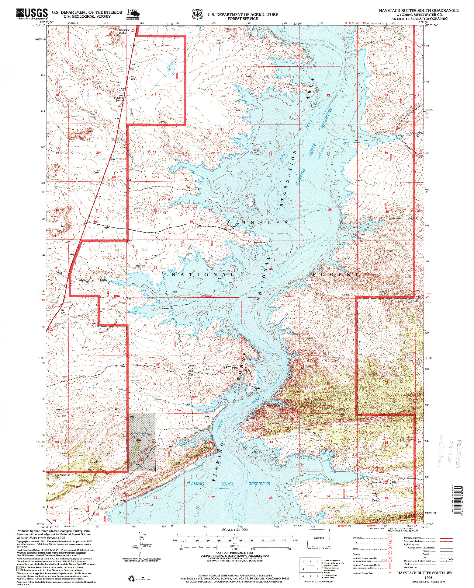 USGS 1:24000-SCALE QUADRANGLE FOR HAYSTACK BUTTES SOUTH, WY 1996