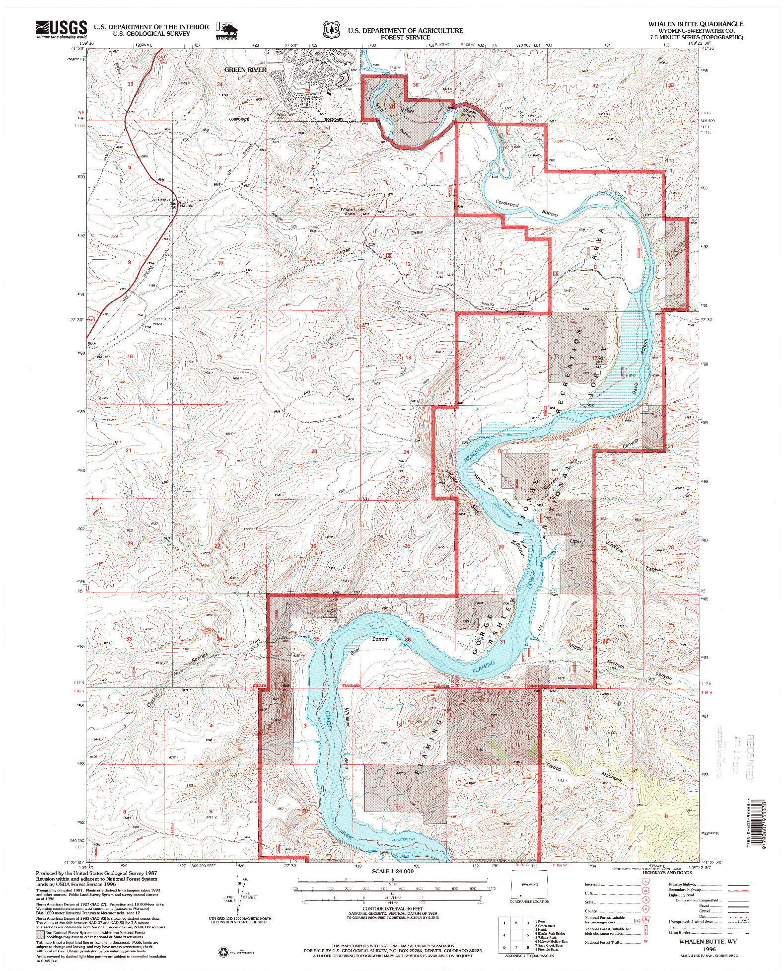 USGS 1:24000-SCALE QUADRANGLE FOR WHALEN BUTTE, WY 1996