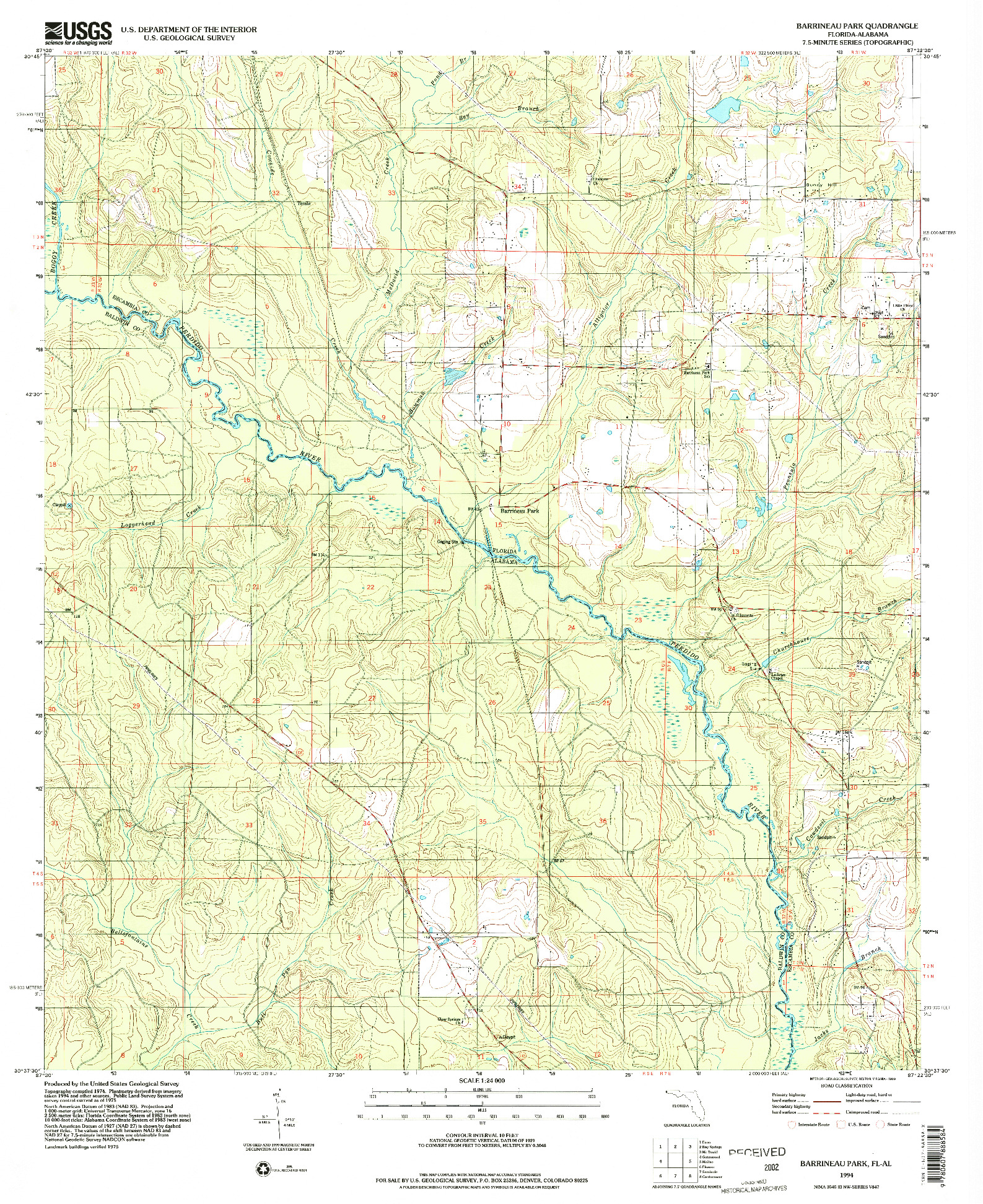 USGS 1:24000-SCALE QUADRANGLE FOR BARRINEAU PARK, FL 1994