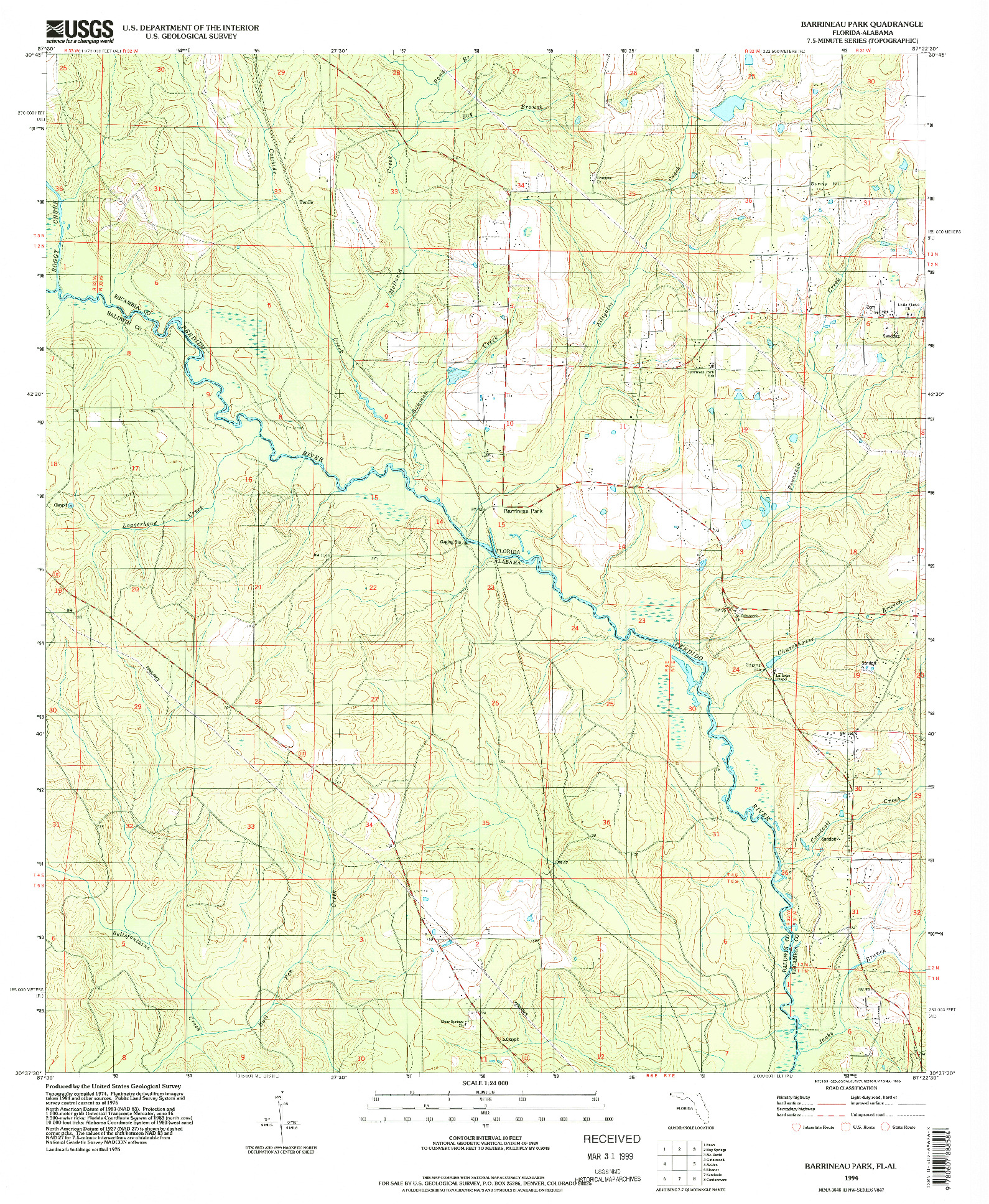 USGS 1:24000-SCALE QUADRANGLE FOR BARRINEAU PARK, FL 1994