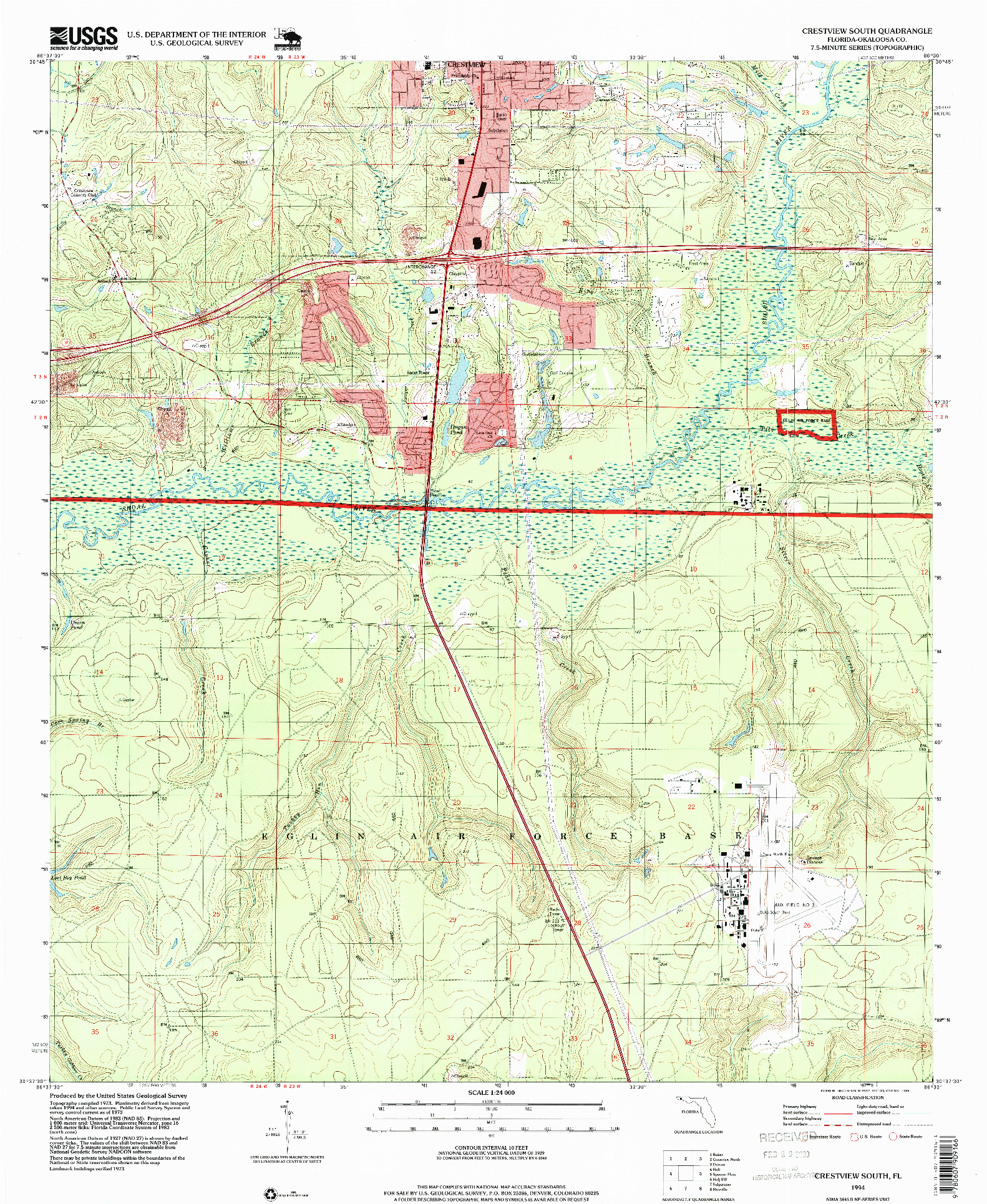 USGS 1:24000-SCALE QUADRANGLE FOR CRESTVIEW SOUTH, FL 1994
