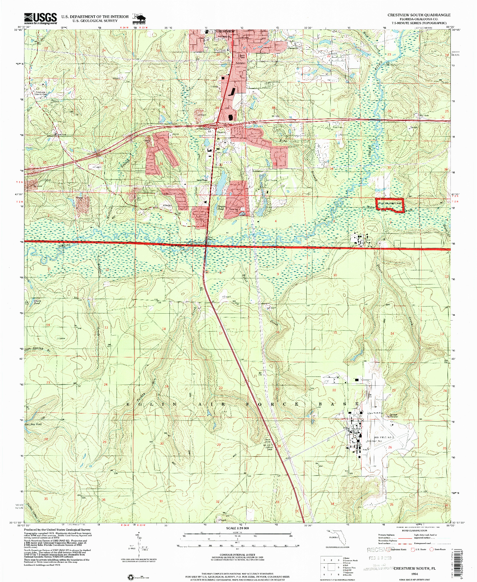 USGS 1:24000-SCALE QUADRANGLE FOR CRESTVIEW SOUTH, FL 1994