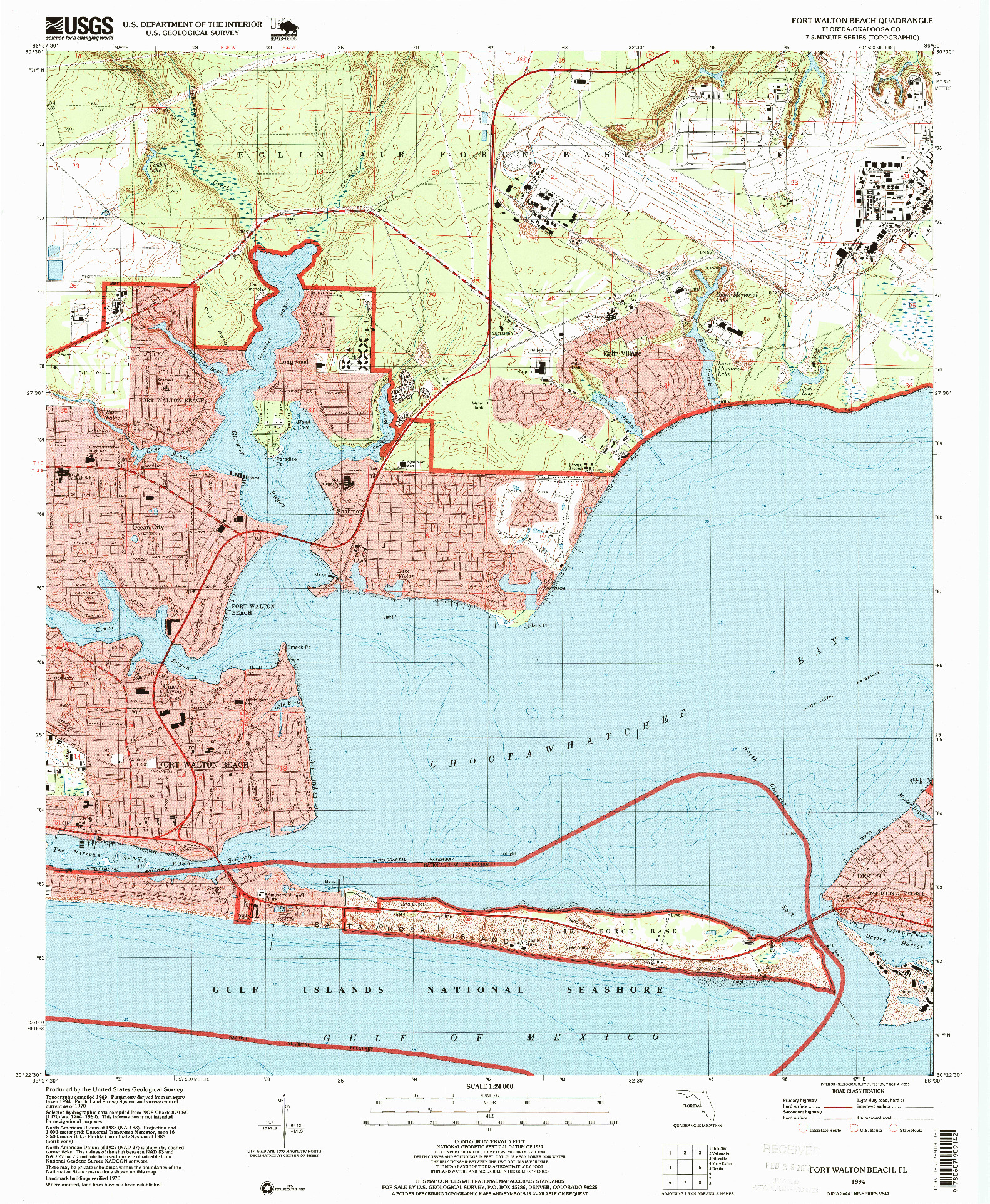 USGS 1:24000-SCALE QUADRANGLE FOR FORT WALTON BEACH, FL 1994