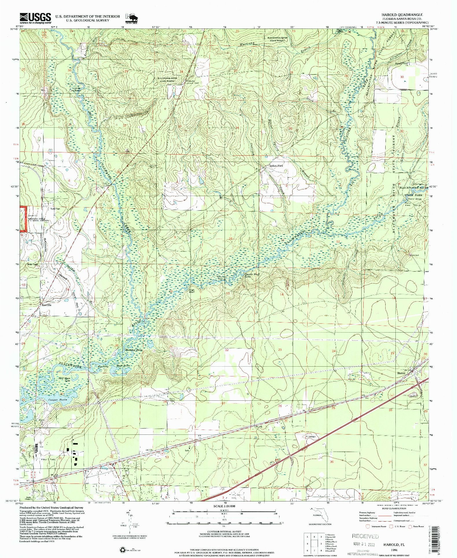 USGS 1:24000-SCALE QUADRANGLE FOR HAROLD, FL 1994