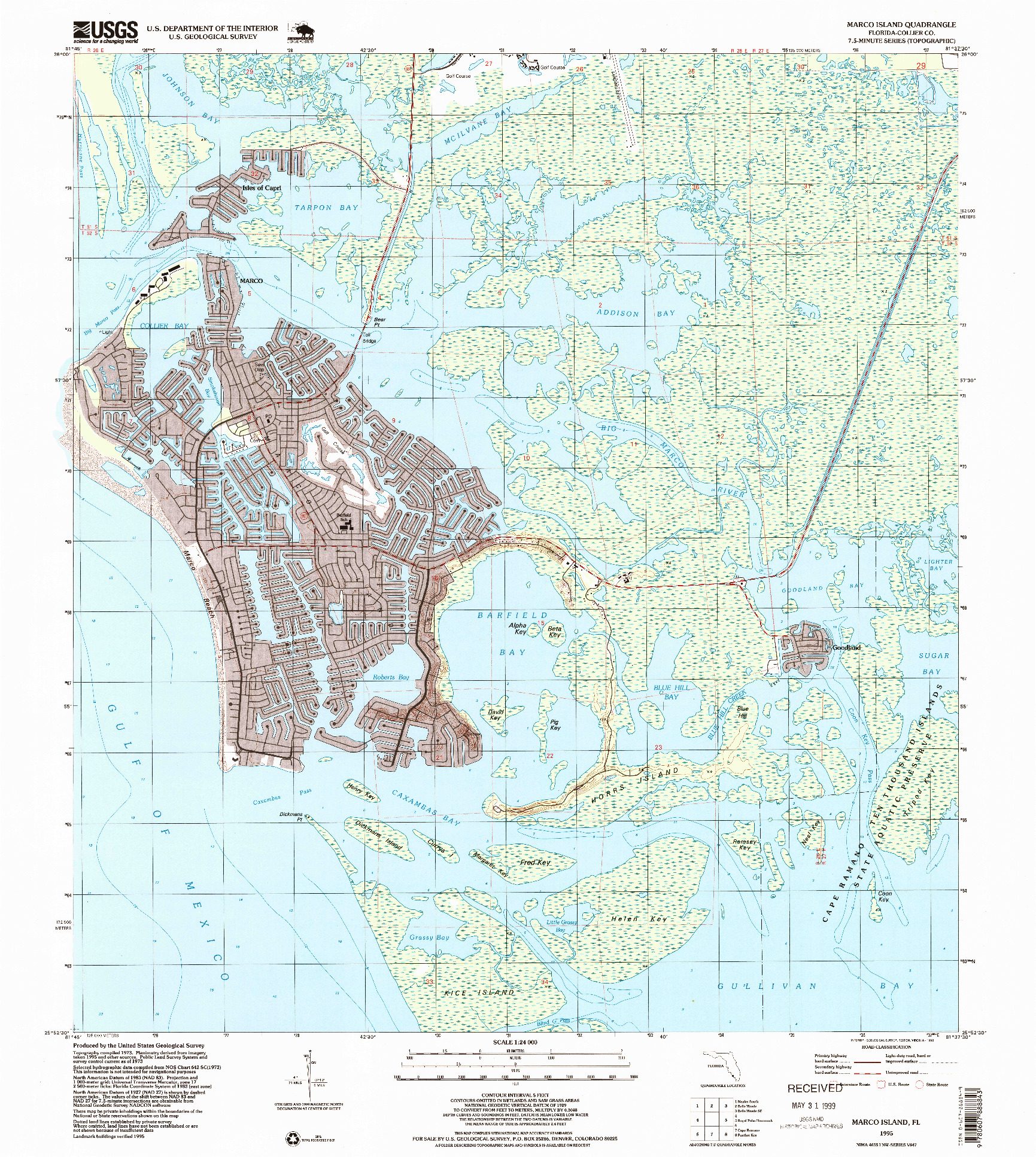 USGS 1:24000-SCALE QUADRANGLE FOR MARCO ISLAND, FL 1995