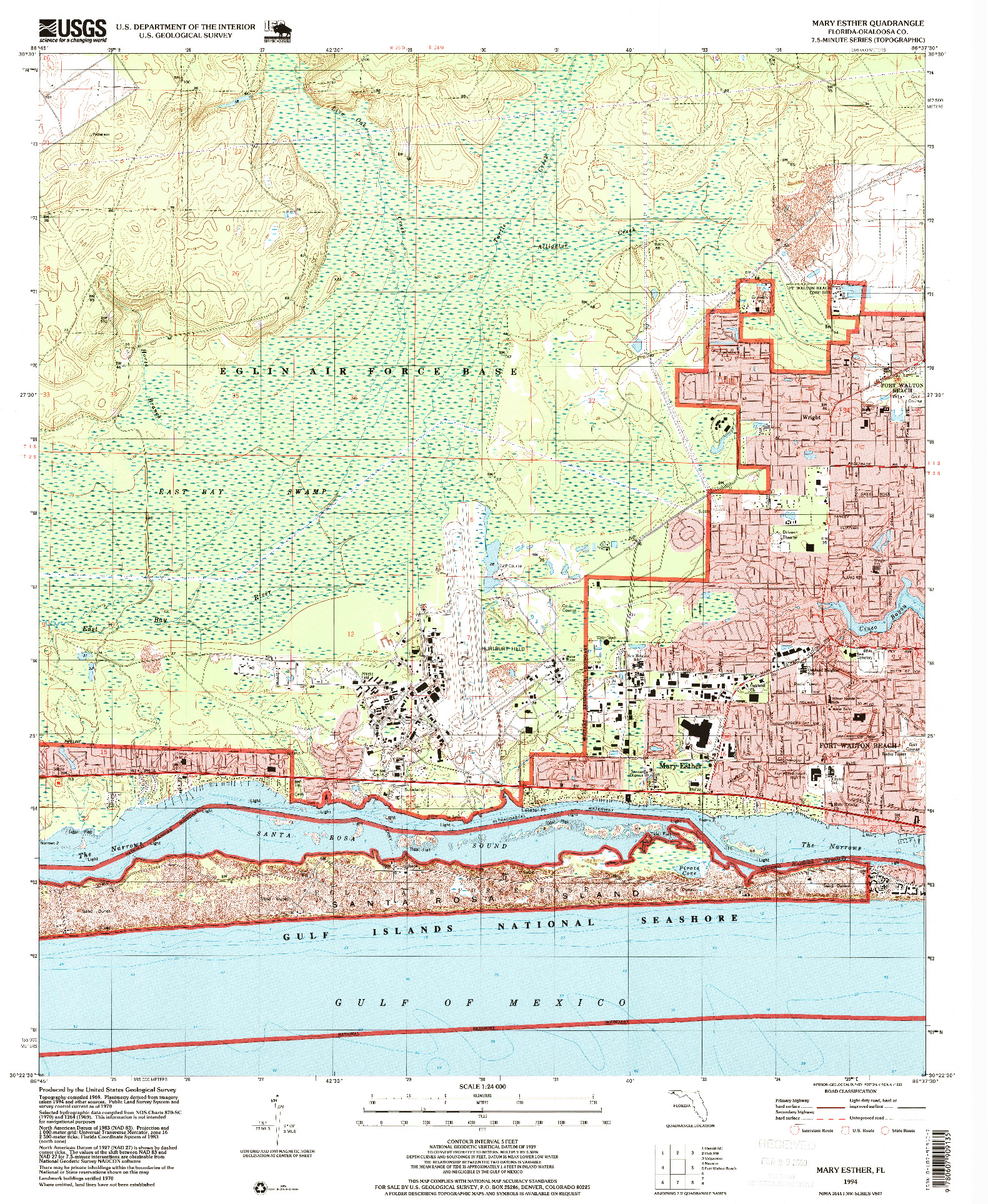 USGS 1:24000-SCALE QUADRANGLE FOR MARY ESTHER, FL 1994