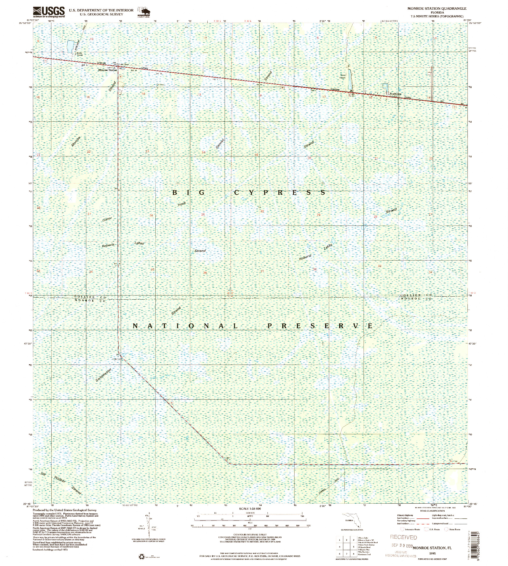 USGS 1:24000-SCALE QUADRANGLE FOR MONROE STATION, FL 1995