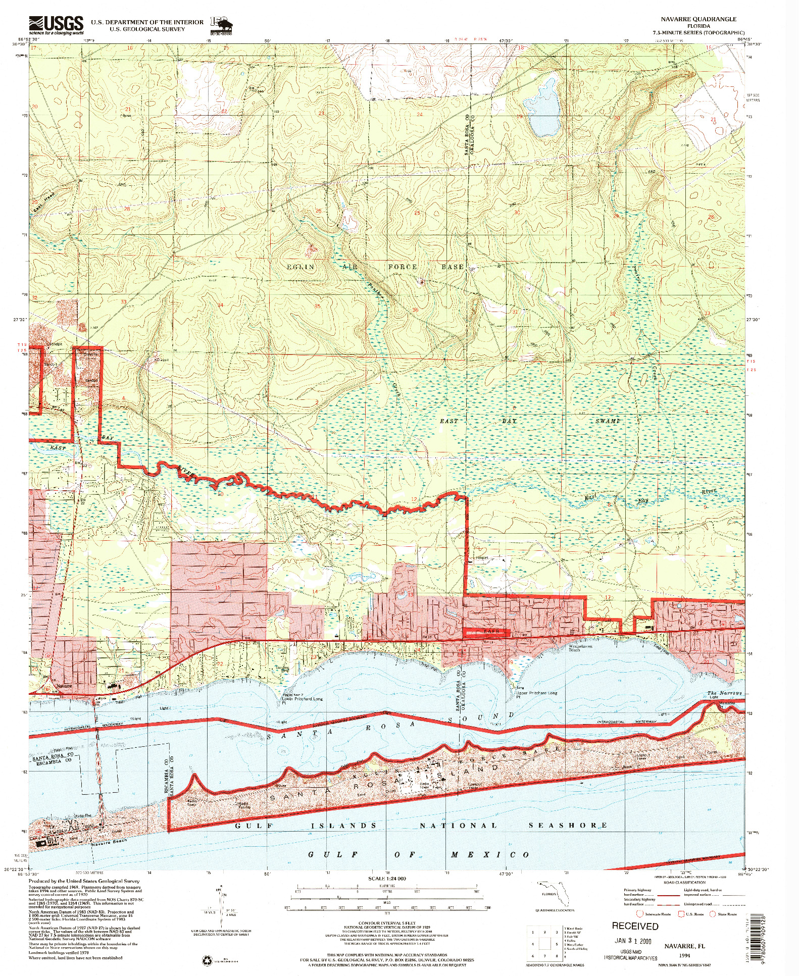 USGS 1:24000-SCALE QUADRANGLE FOR NAVARRE, FL 1994