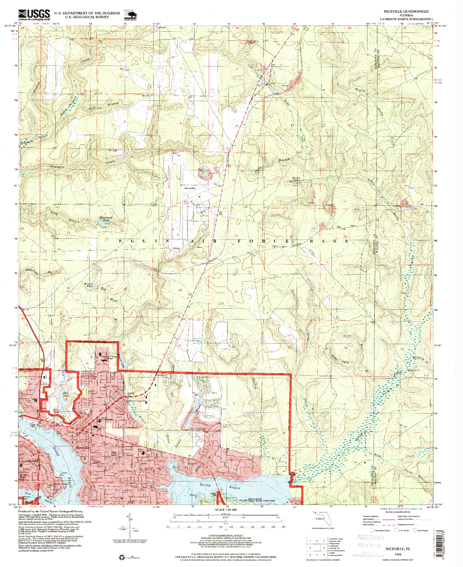 USGS 1:24000-SCALE QUADRANGLE FOR NICEVILLE, FL 1994