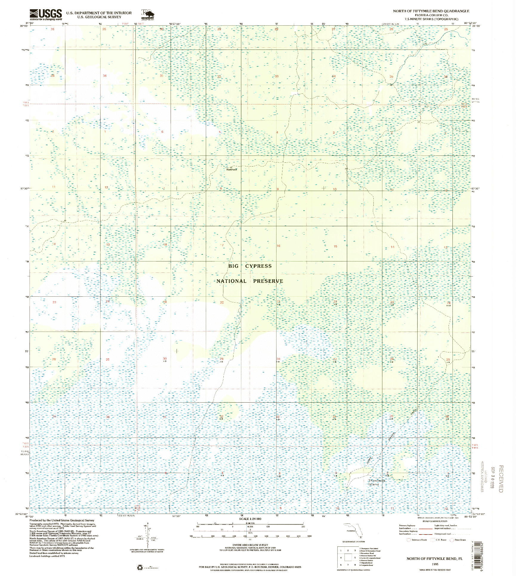 USGS 1:24000-SCALE QUADRANGLE FOR NORTH OF FIFTYMILE BEND, FL 1995