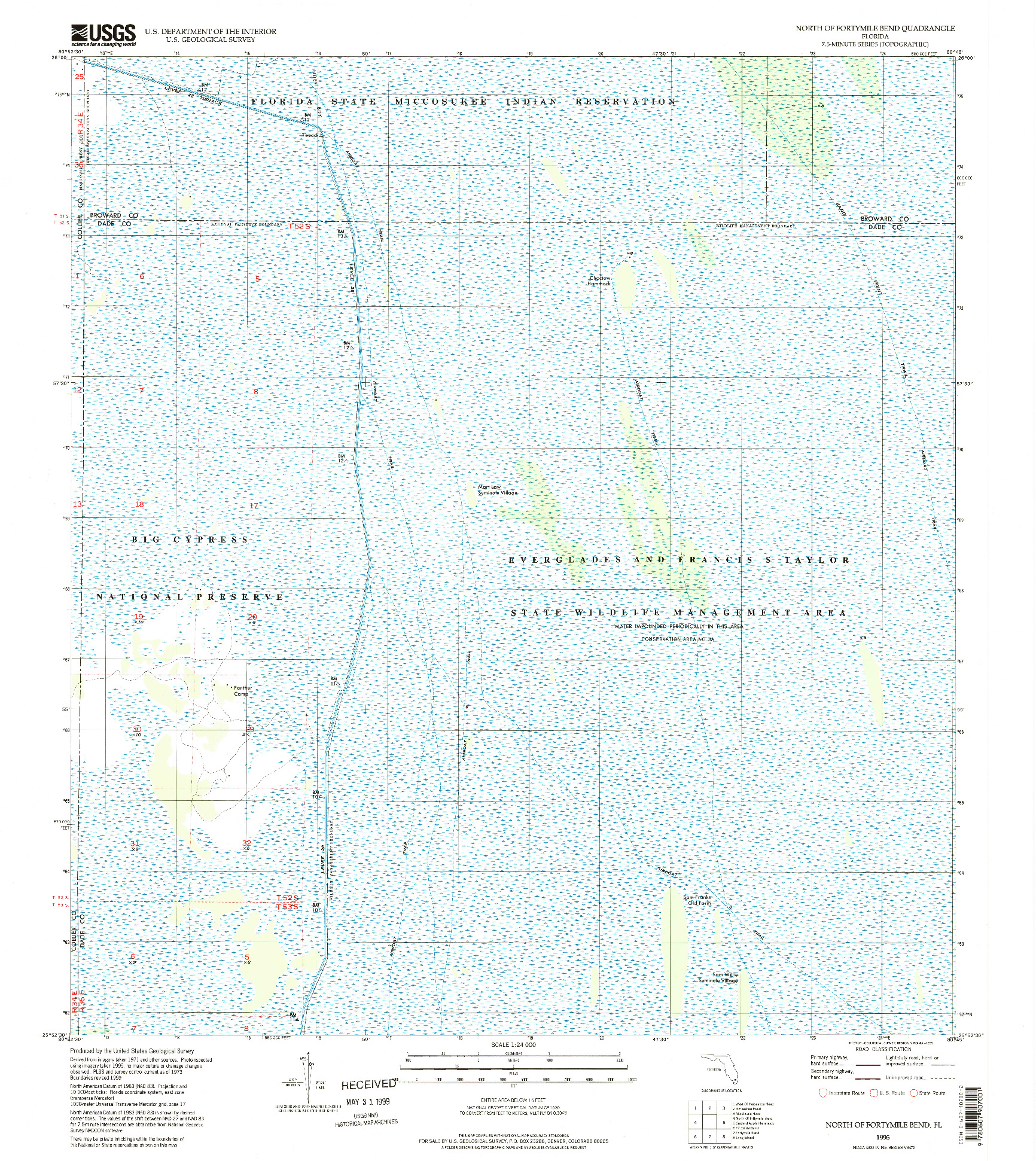 USGS 1:24000-SCALE QUADRANGLE FOR NORTH OF FORTYMILE BEND, FL 1995