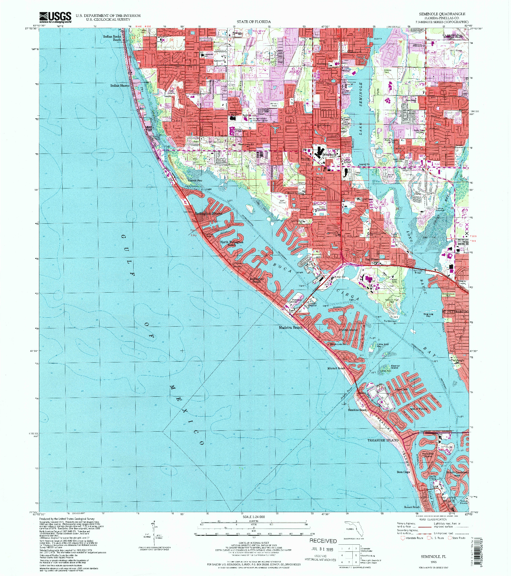 USGS 1:24000-SCALE QUADRANGLE FOR SEMINOLE, FL 1995