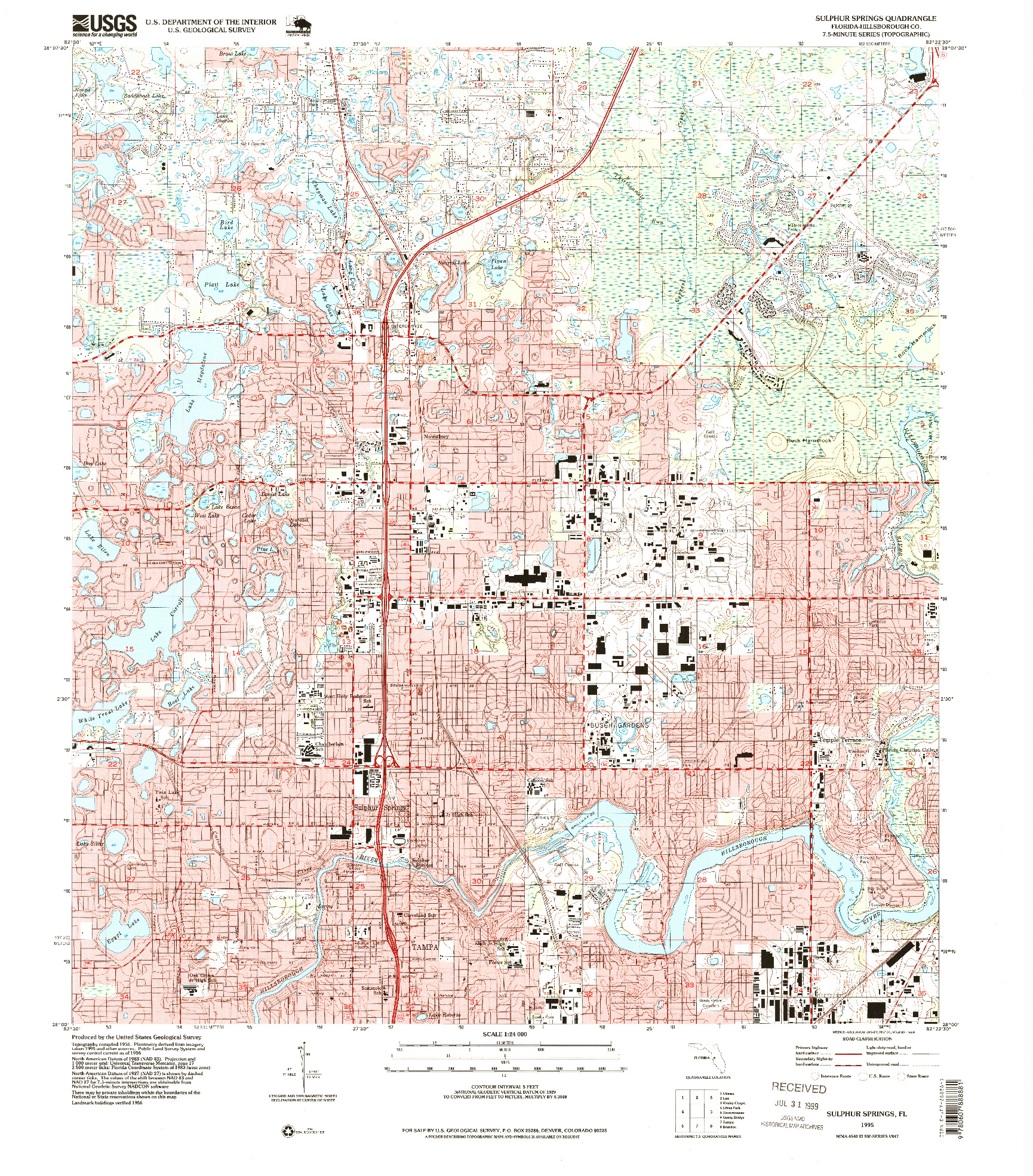 USGS 1:24000-SCALE QUADRANGLE FOR SULPHUR SPRINGS, FL 1995