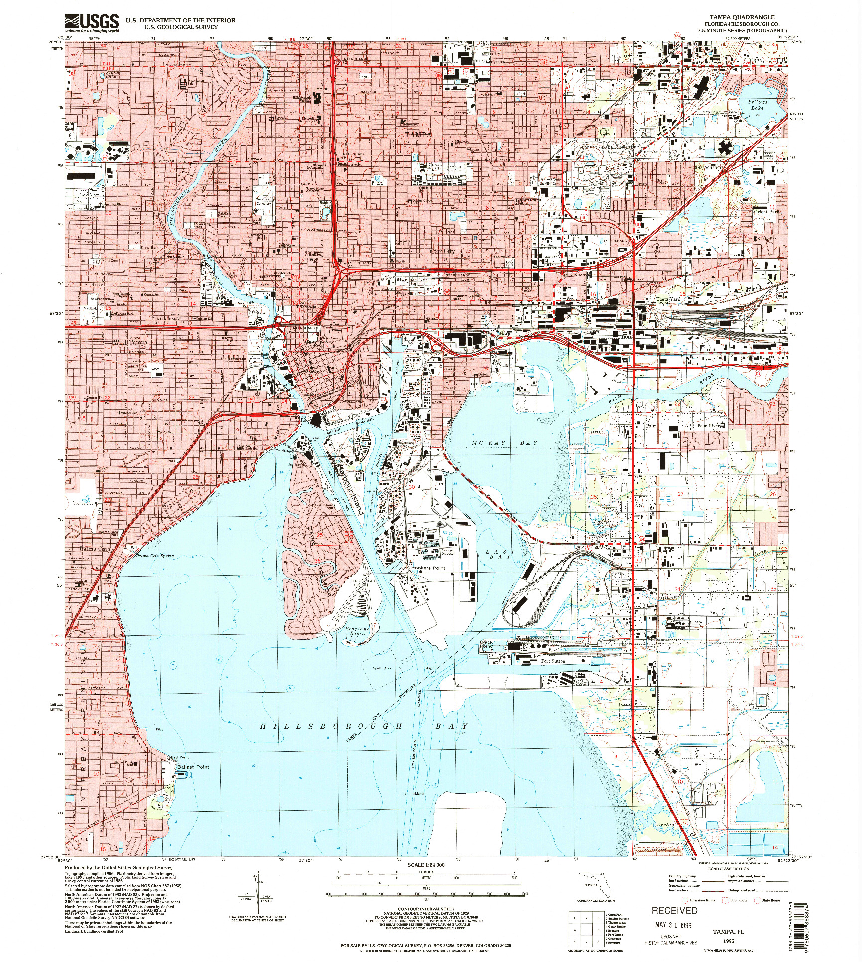 USGS 1:24000-SCALE QUADRANGLE FOR TAMPA, FL 1995