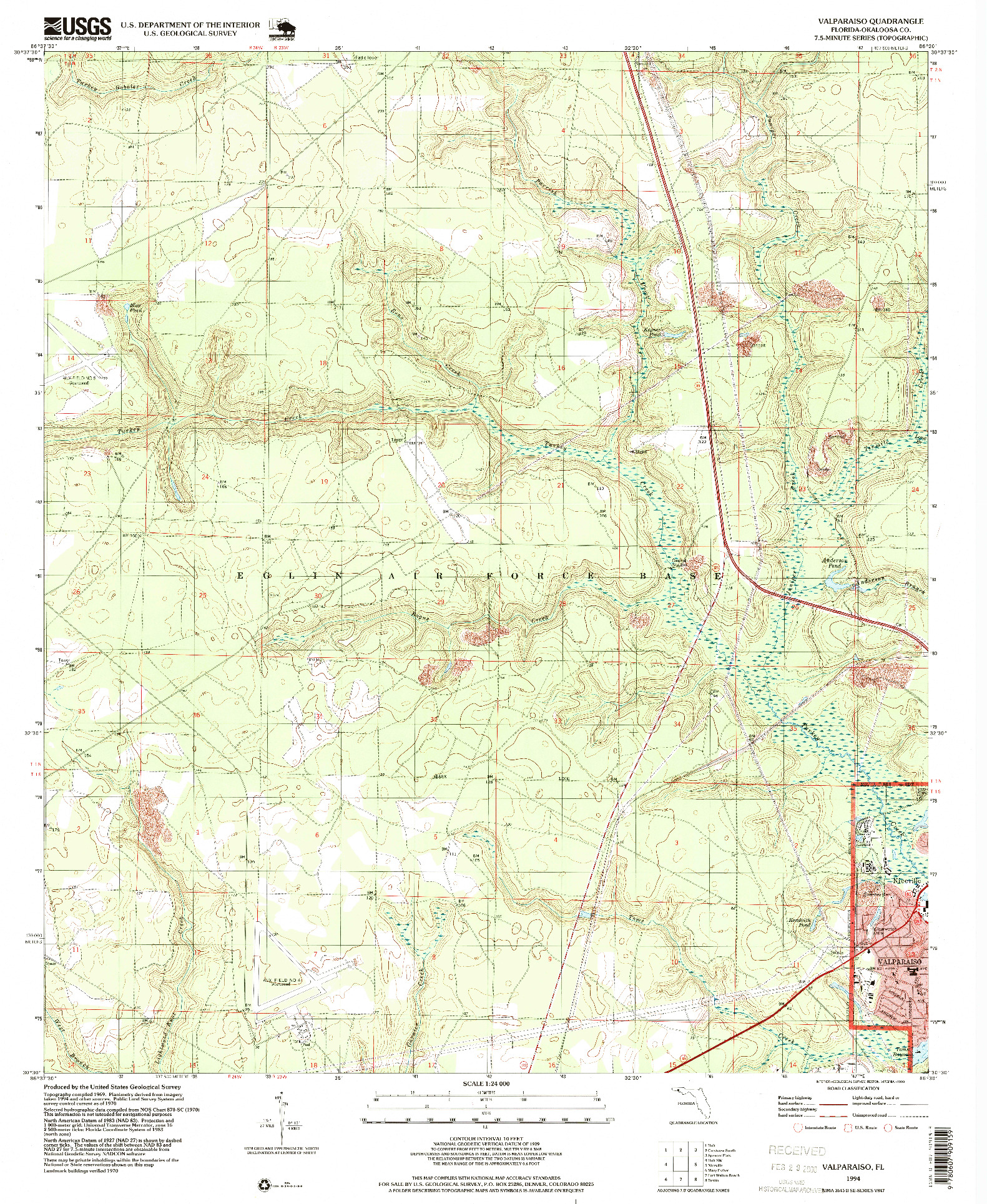 USGS 1:24000-SCALE QUADRANGLE FOR VALPARAISO, FL 1994