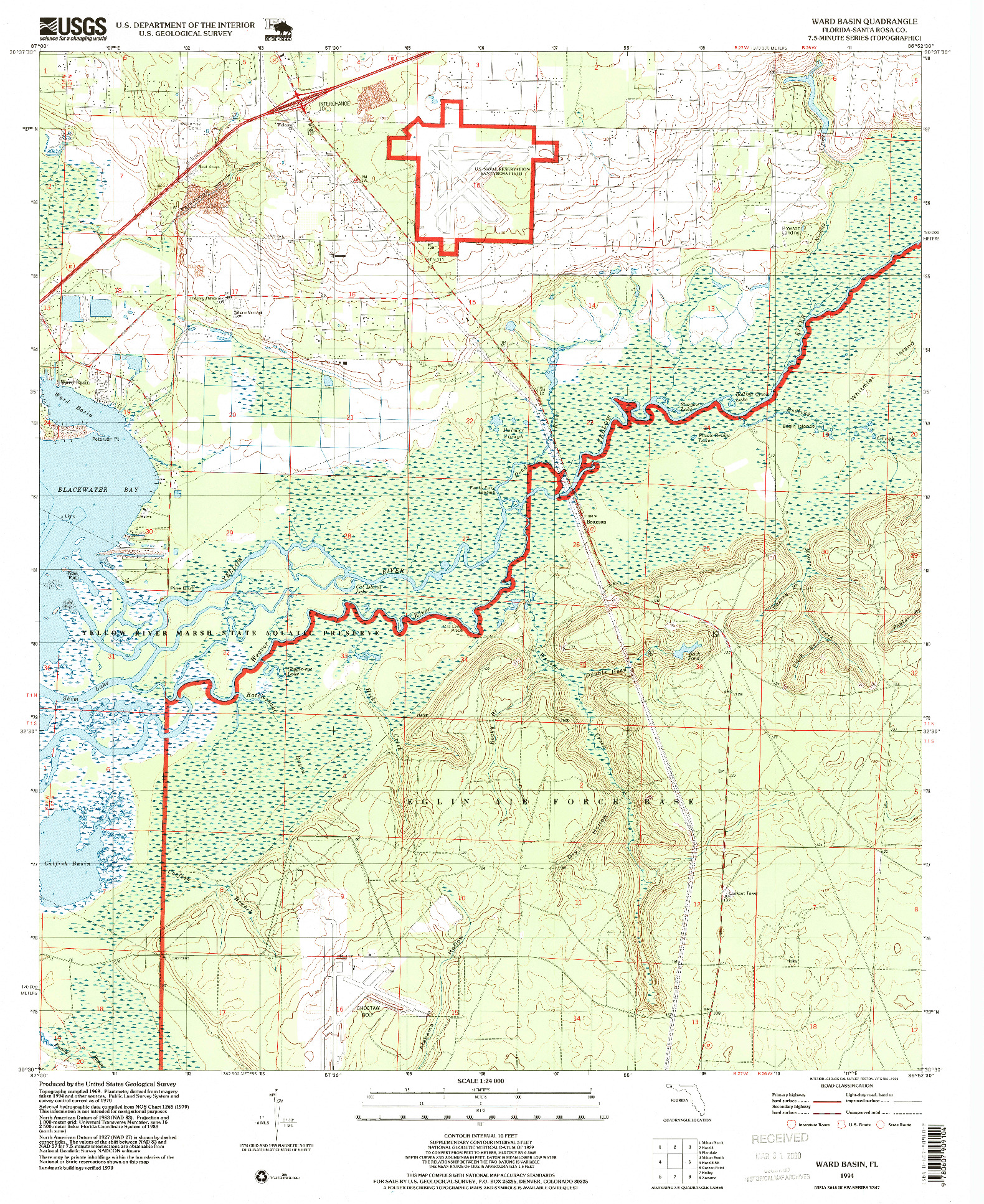 USGS 1:24000-SCALE QUADRANGLE FOR WARD BASIN, FL 1994