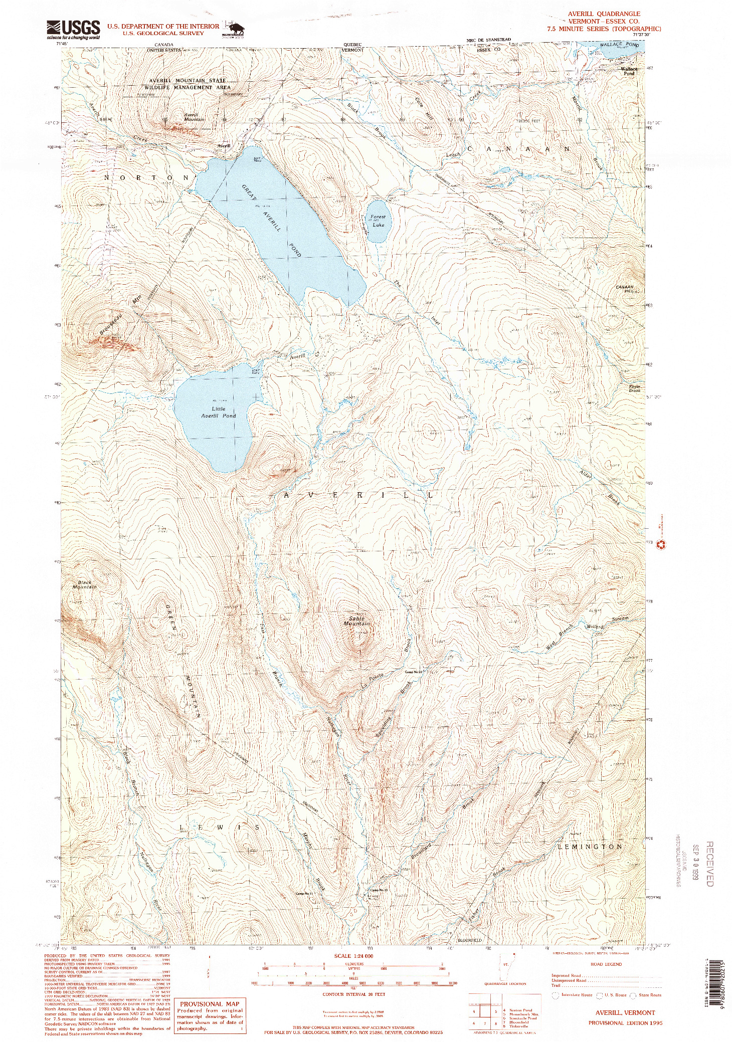 USGS 1:24000-SCALE QUADRANGLE FOR AVERILL, VT 1995