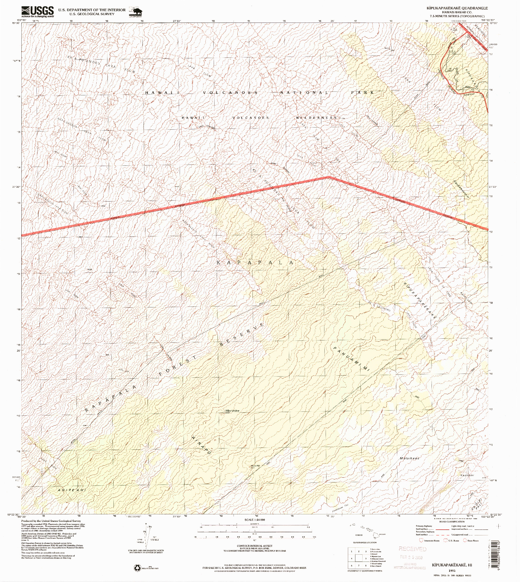 USGS 1:24000-SCALE QUADRANGLE FOR KIPUKAPAKEKAKE, HI 1995