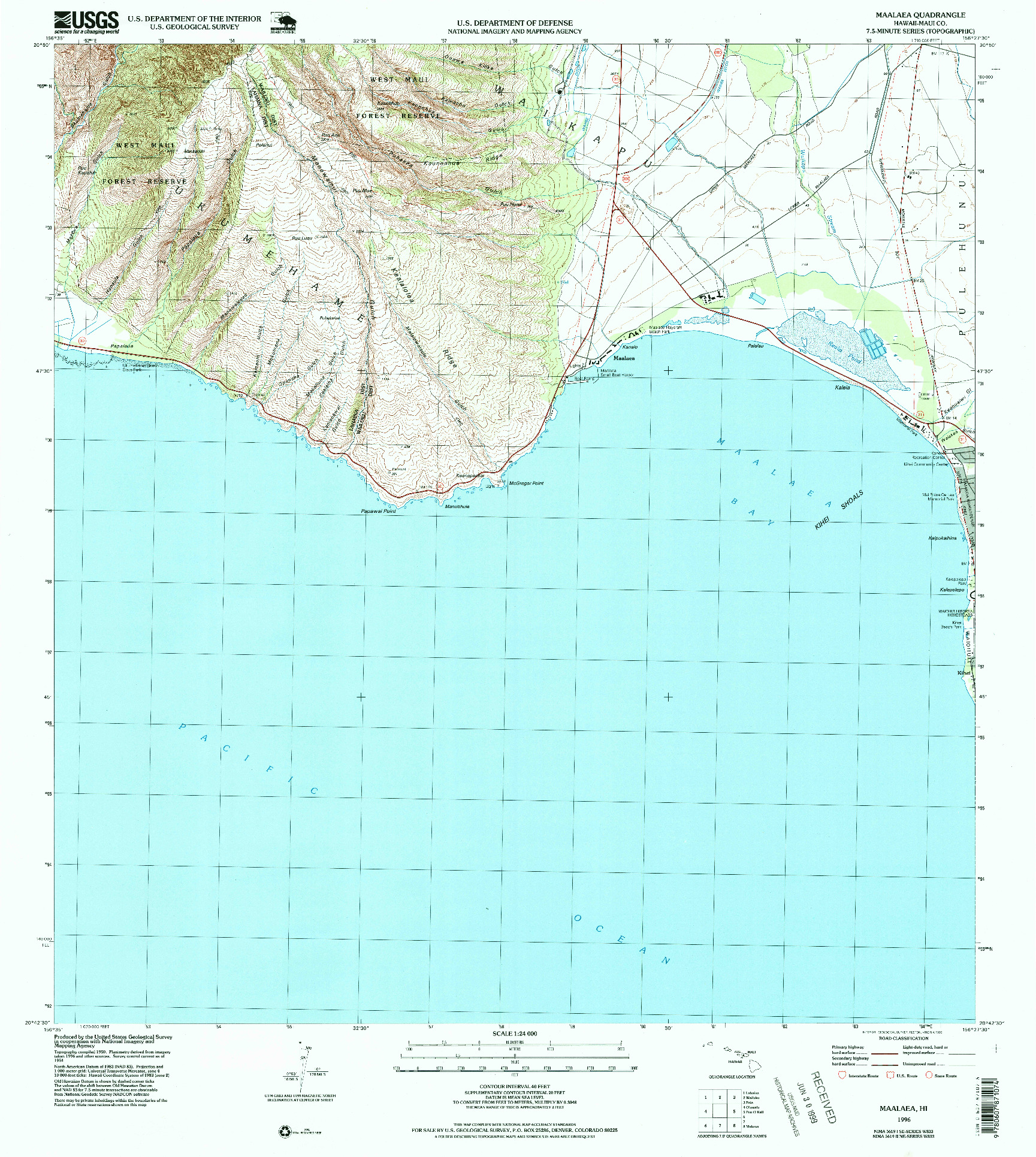 USGS 1:24000-SCALE QUADRANGLE FOR MAALAEA, HI 1996