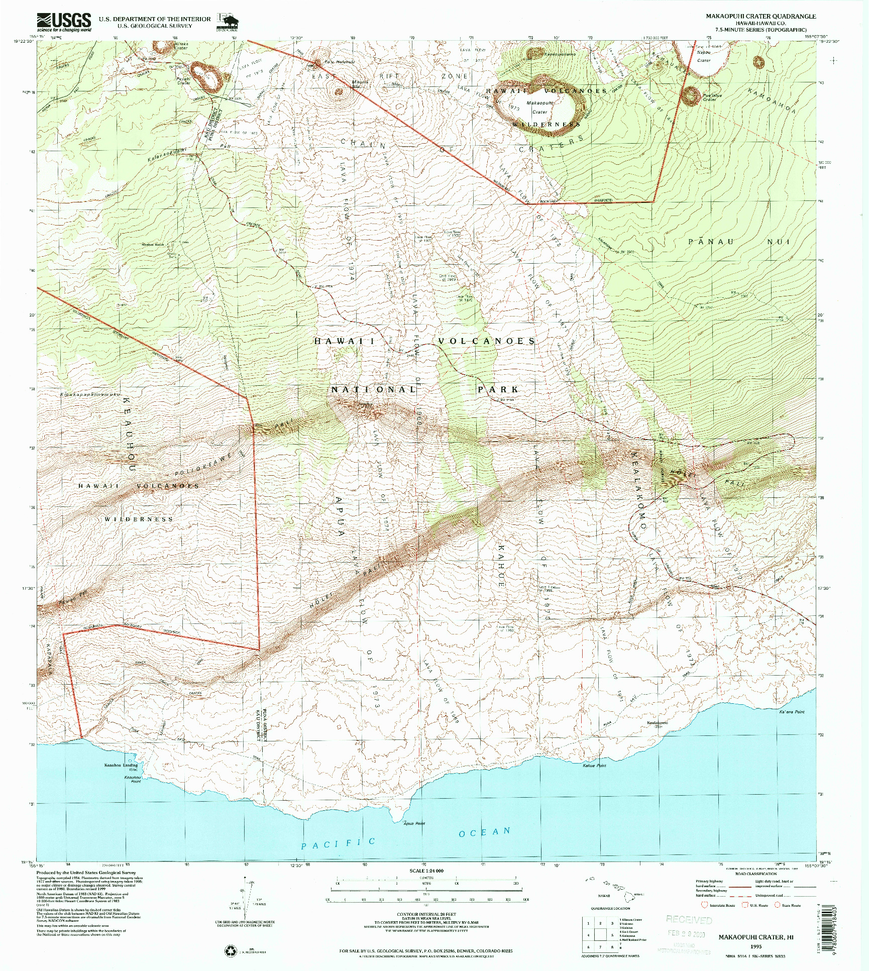 USGS 1:24000-SCALE QUADRANGLE FOR MAKAOPUHI CRATER, HI 1995