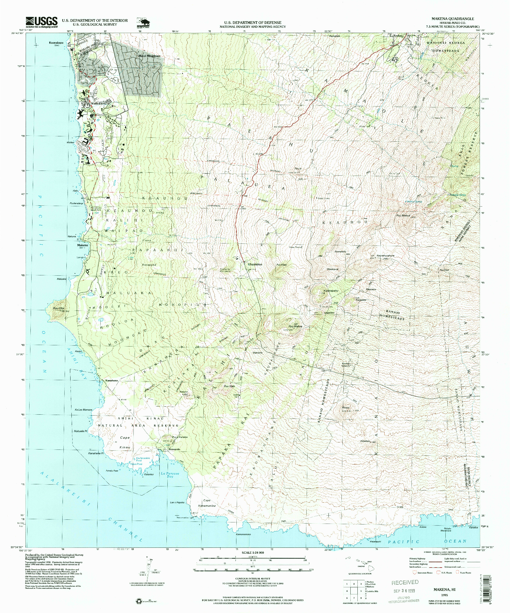 USGS 1:24000-SCALE QUADRANGLE FOR MAKENA, HI 1995