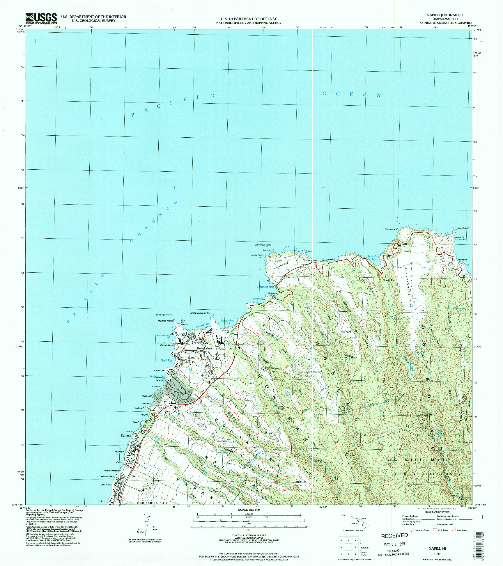 USGS 1:24000-SCALE QUADRANGLE FOR NAPILI, HI 1997