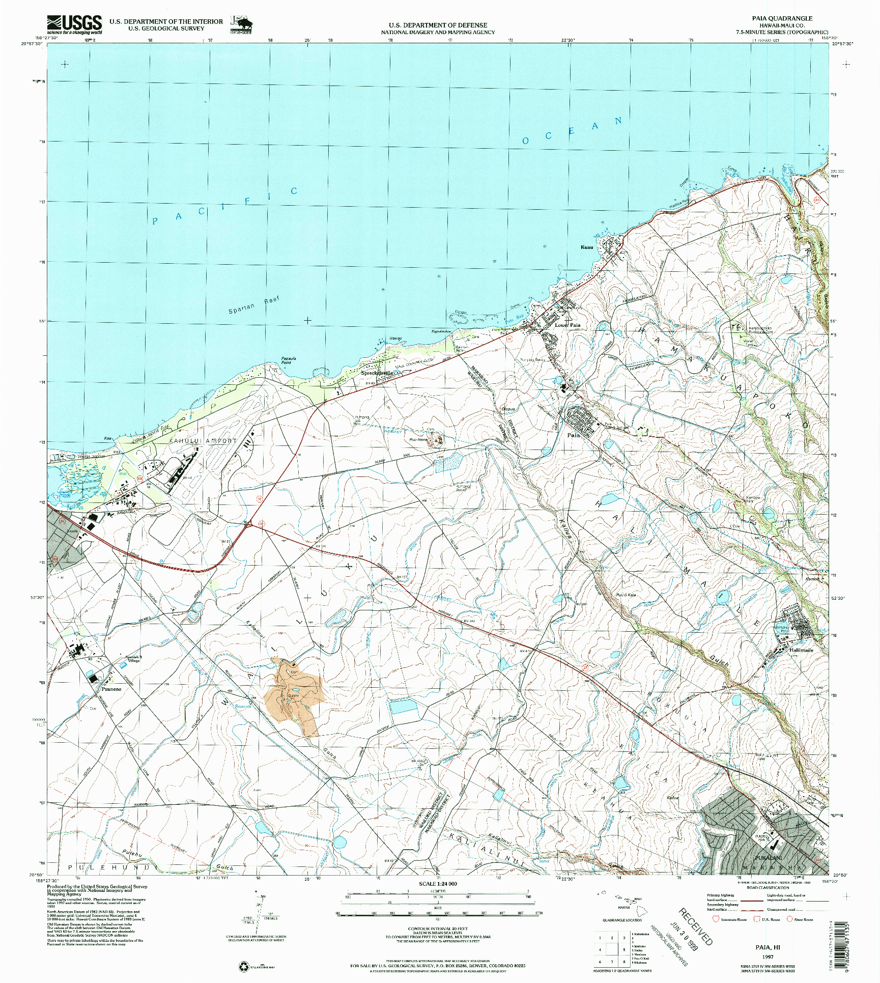 USGS 1:24000-SCALE QUADRANGLE FOR PAIA, HI 1997