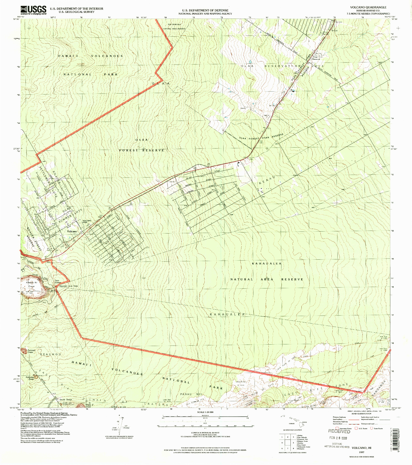 USGS 1:24000-SCALE QUADRANGLE FOR VOLCANO, HI 1997