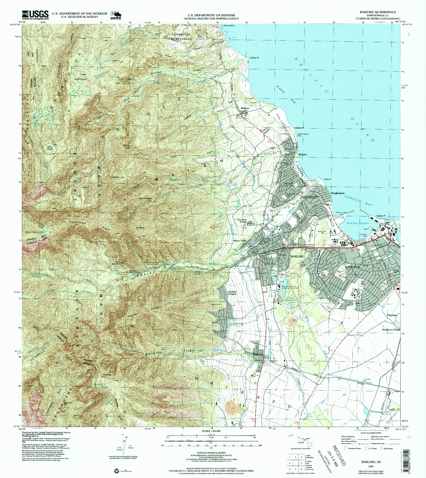 USGS 1:24000-SCALE QUADRANGLE FOR WAILUKU, HI 1997